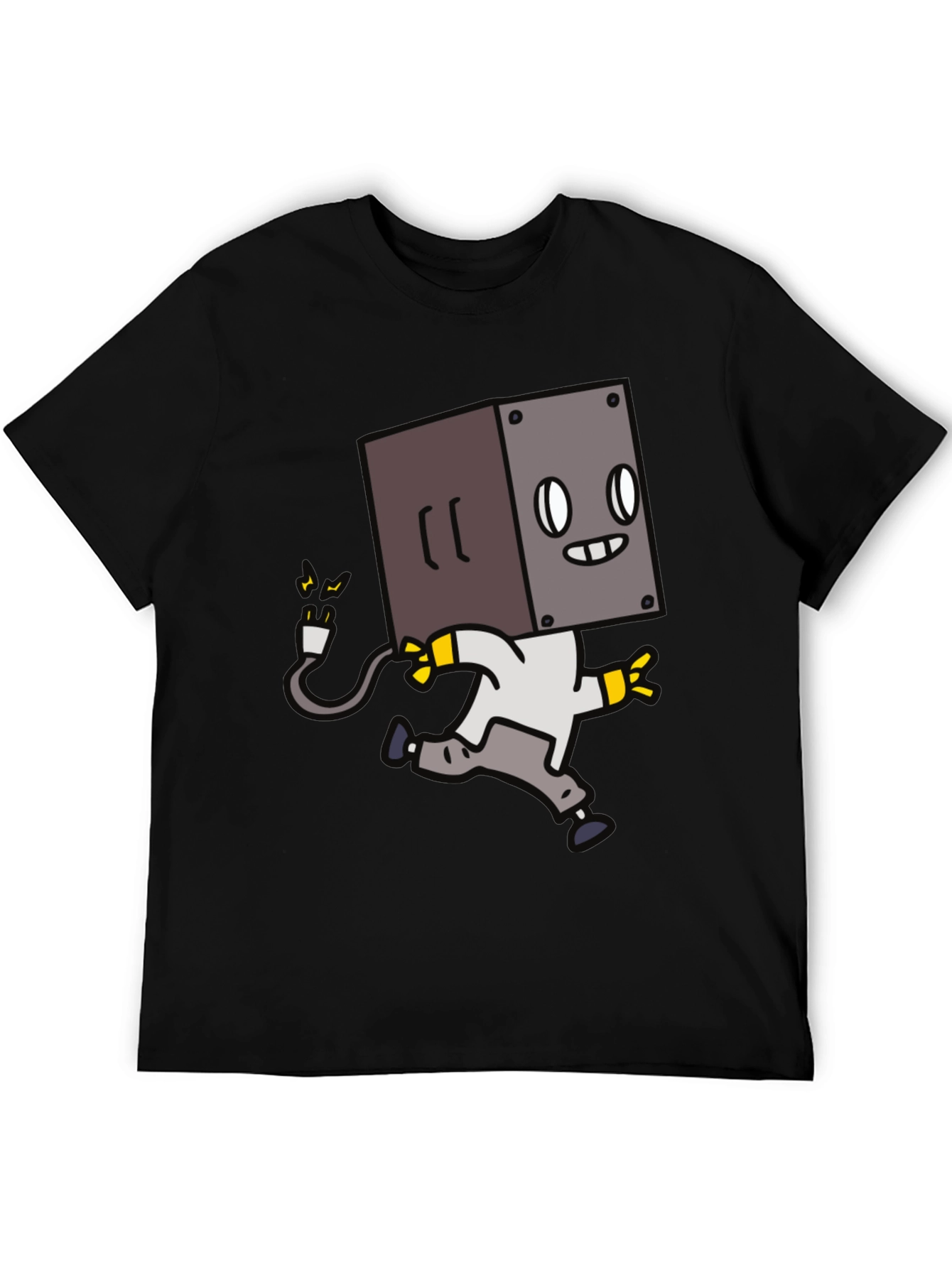 Robot Box Head Black T-Shirt - Fun Graphic Tee