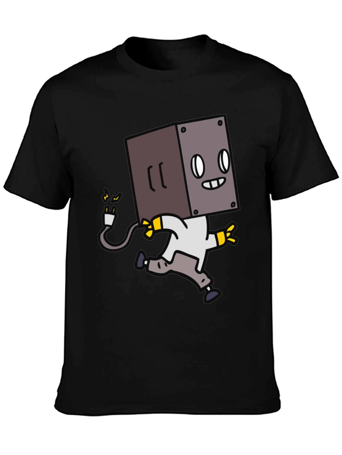 Robot Box Head Black T-Shirt - Fun Graphic Tee