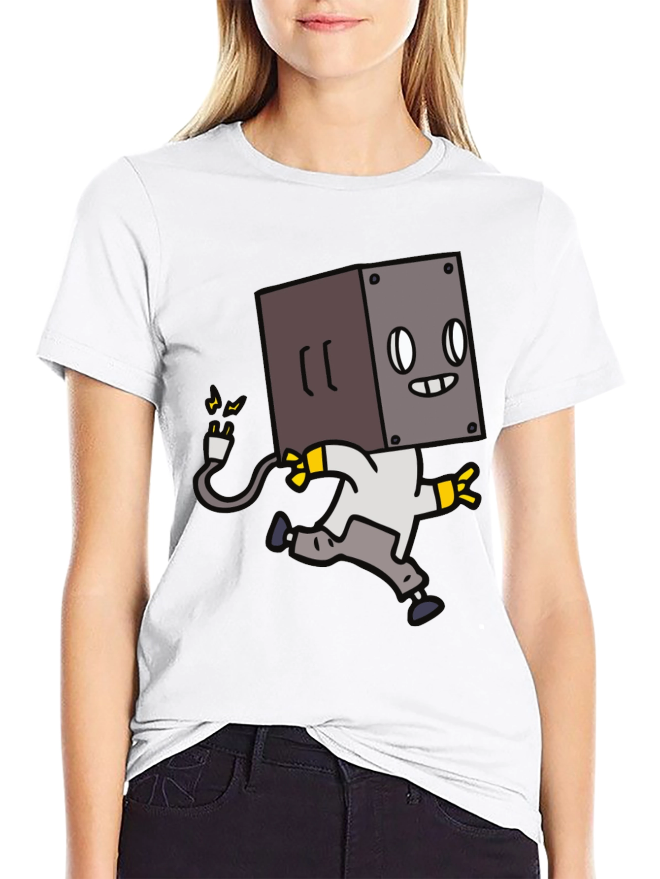 Robot Box Head Black T-Shirt - Fun Graphic Tee