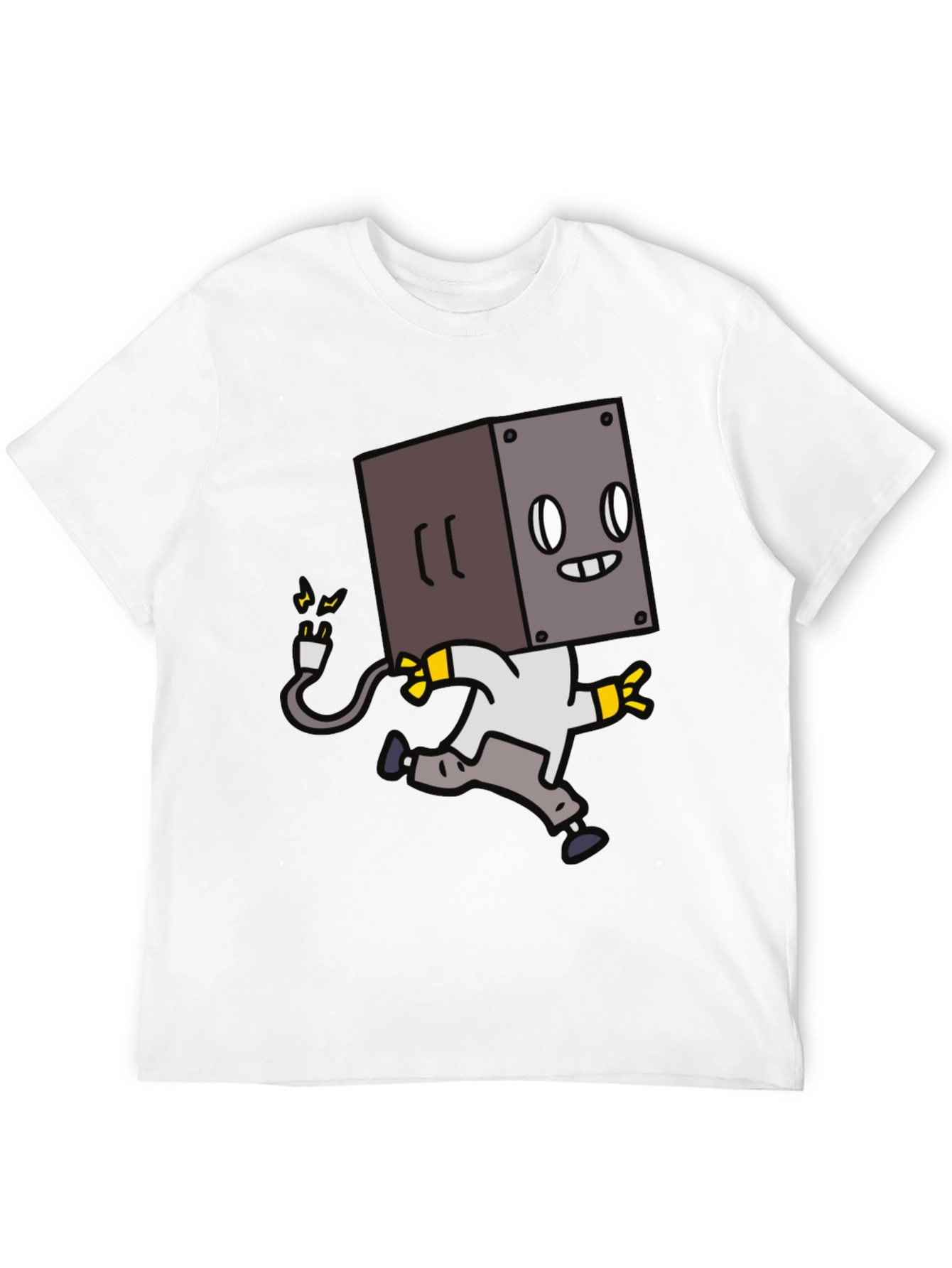 Robot Box Head Black T-Shirt - Fun Graphic Tee