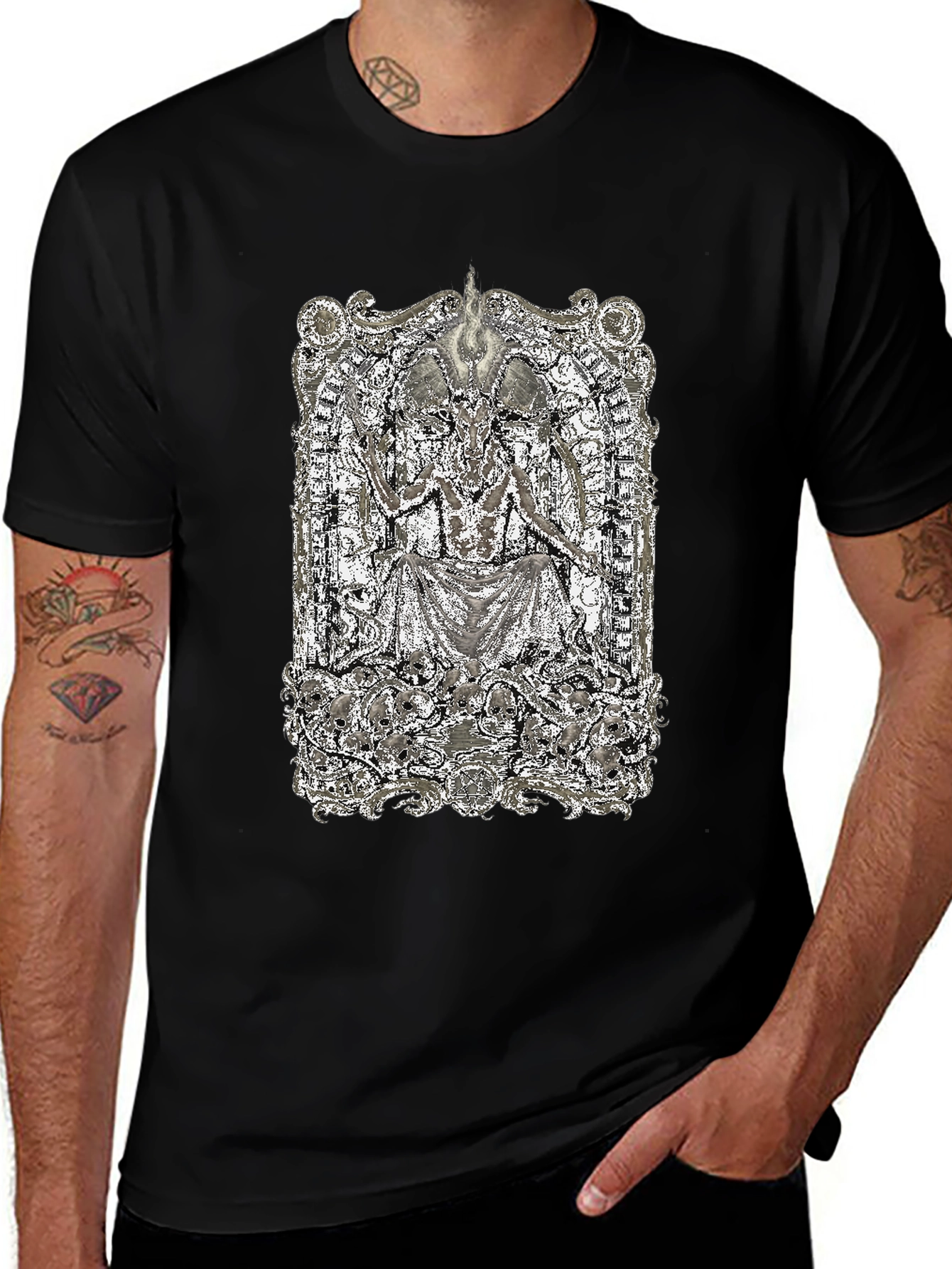 Occult Baphomet Graphic Black Tee
