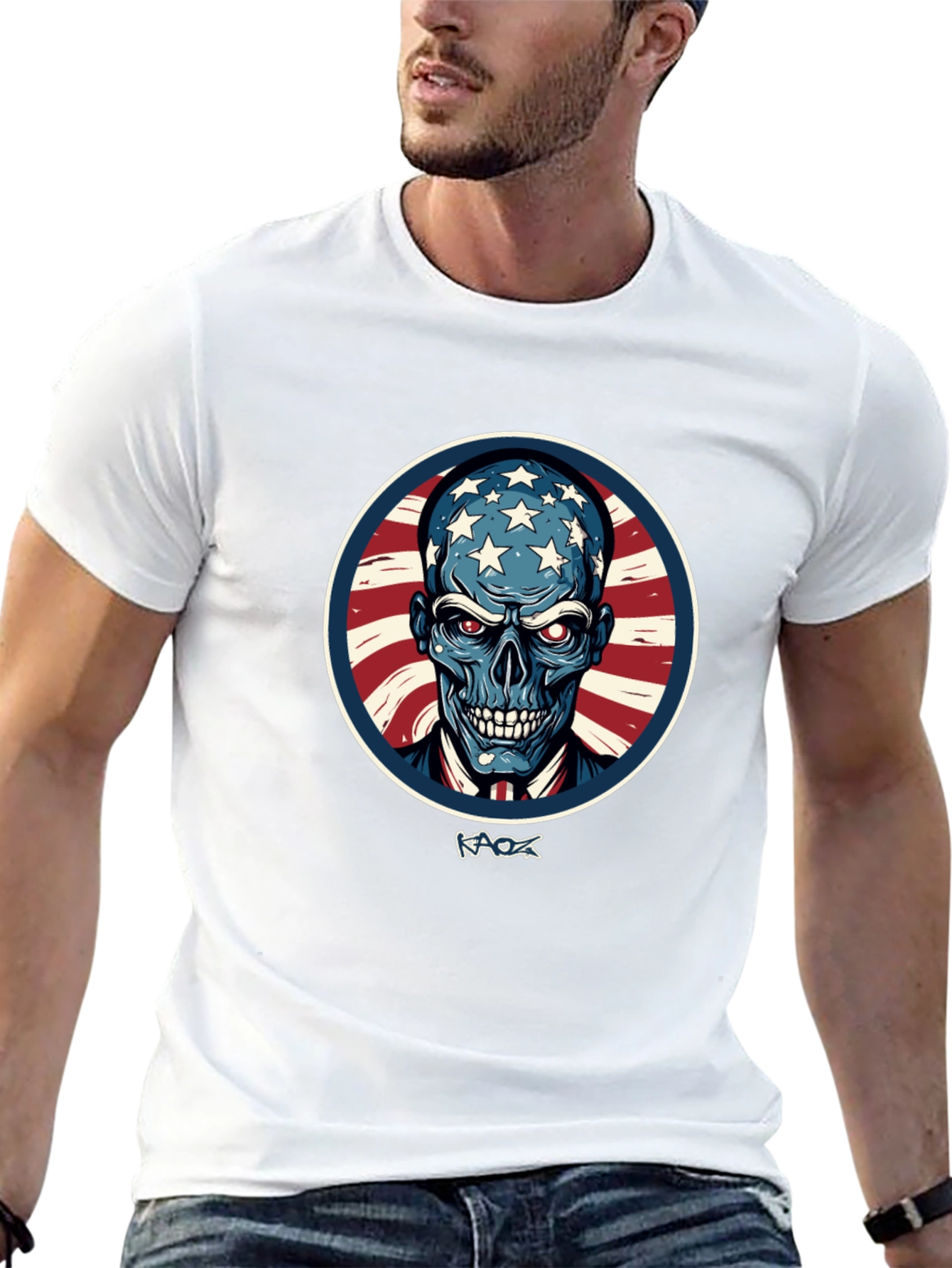 American Patriot Skull Graphic T-Shirt