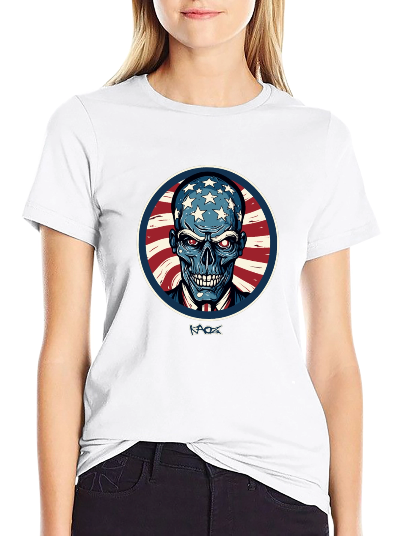 American Patriot Skull Graphic T-Shirt
