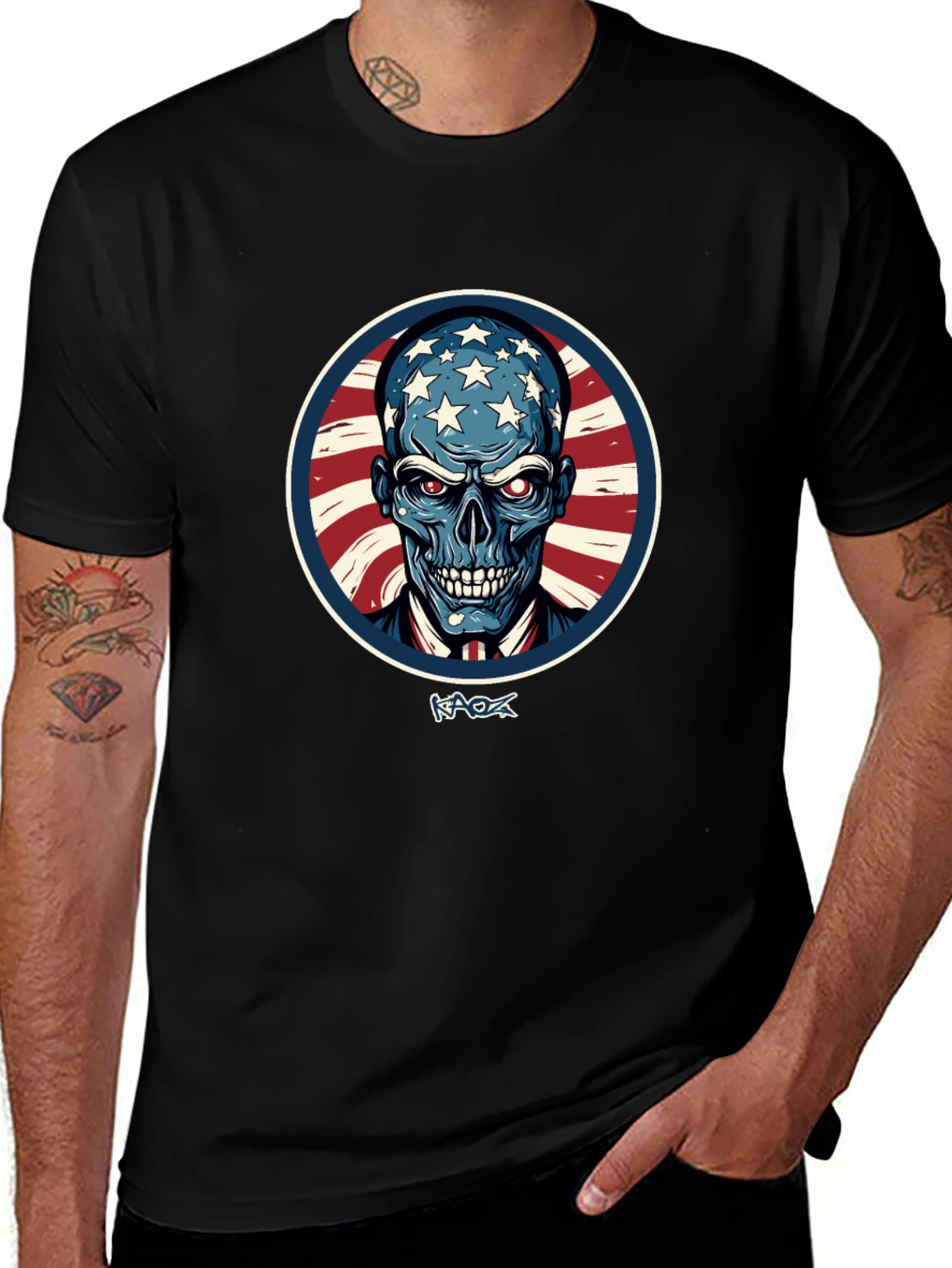 American Patriot Skull Graphic T-Shirt