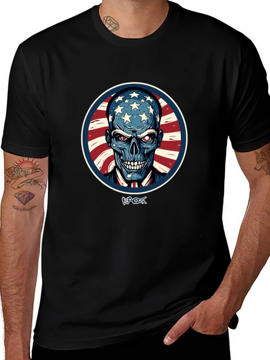 American Patriot Skull Graphic T-Shirt