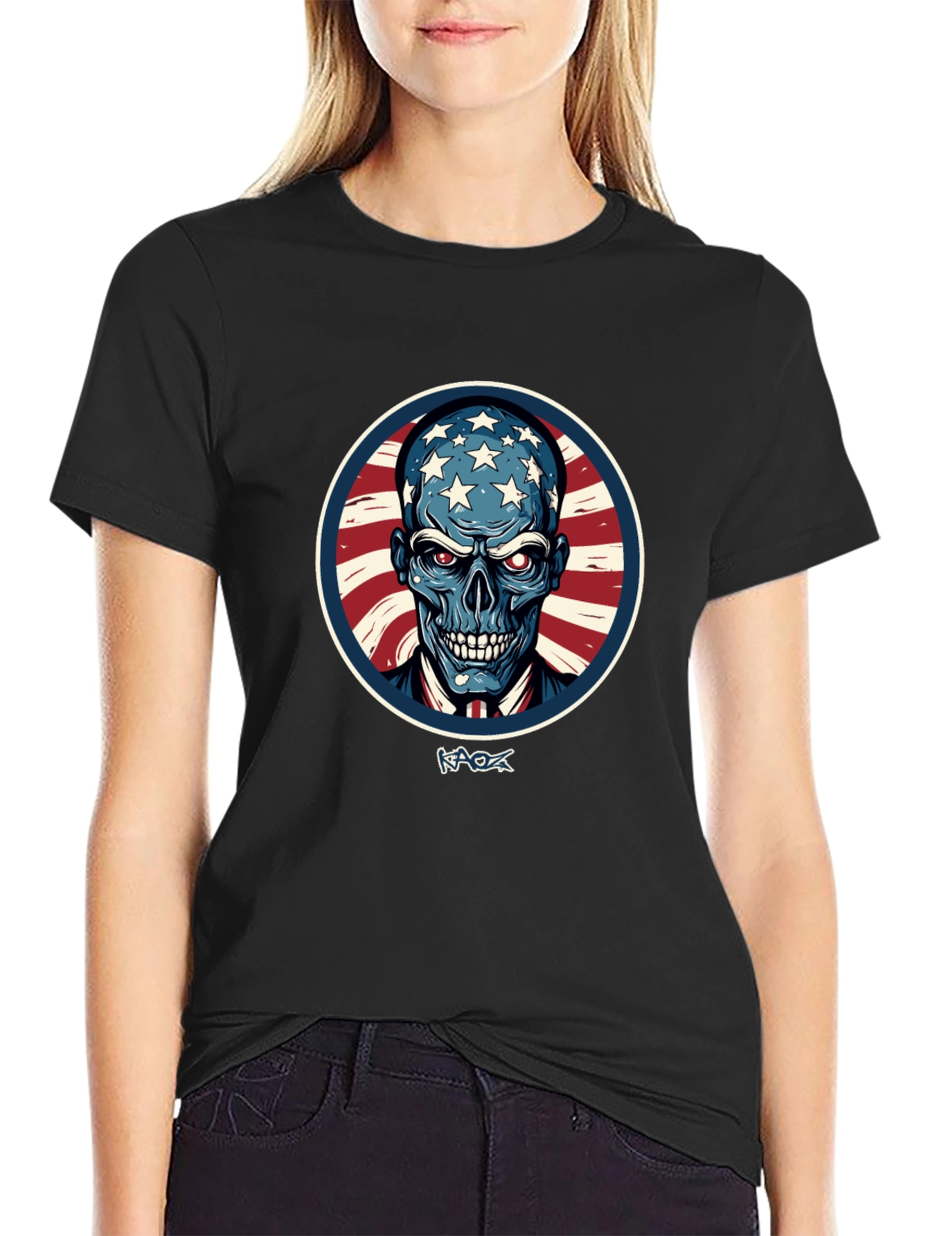 American Patriot Skull Graphic T-Shirt