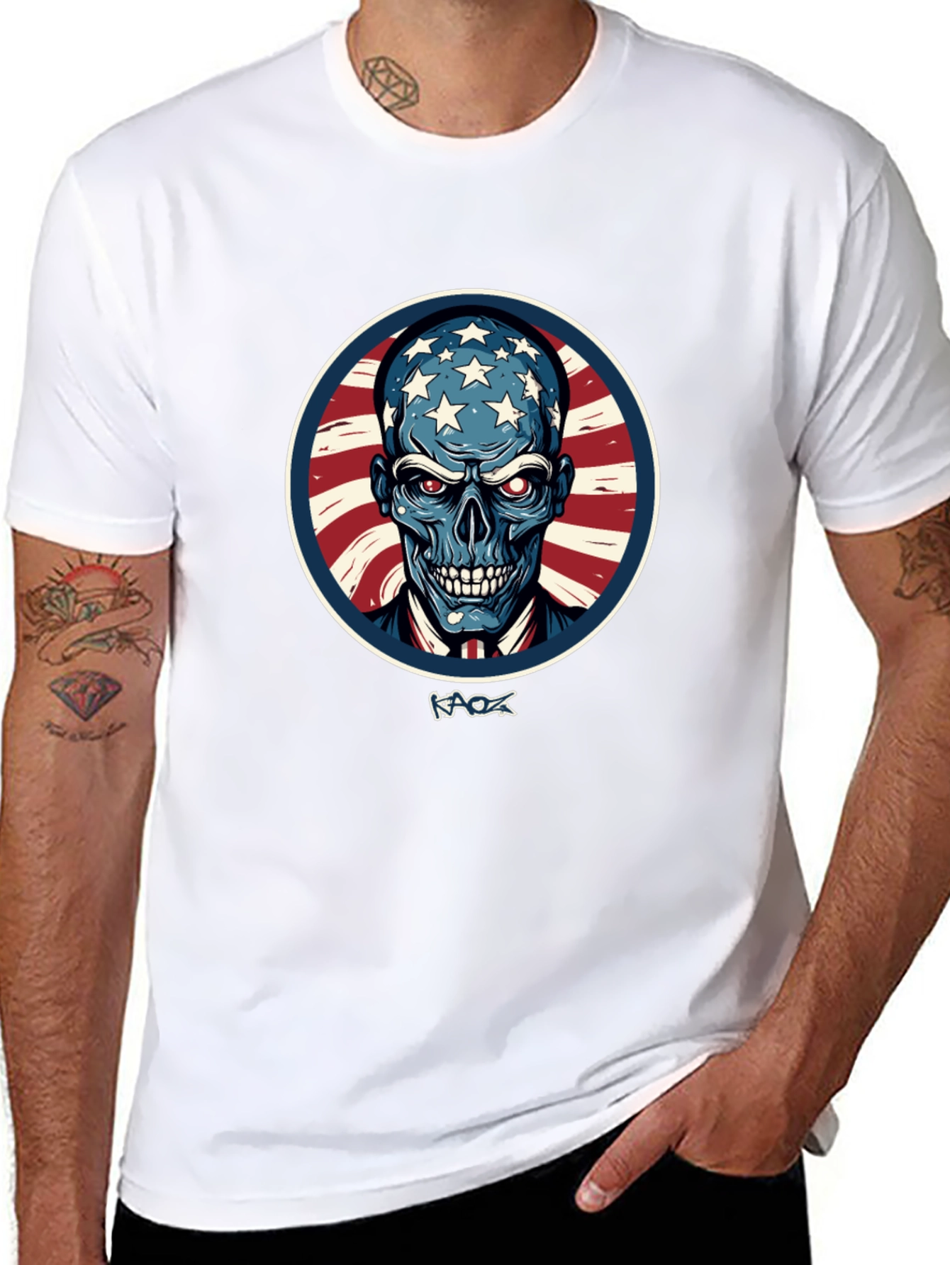 American Patriot Skull Graphic T-Shirt