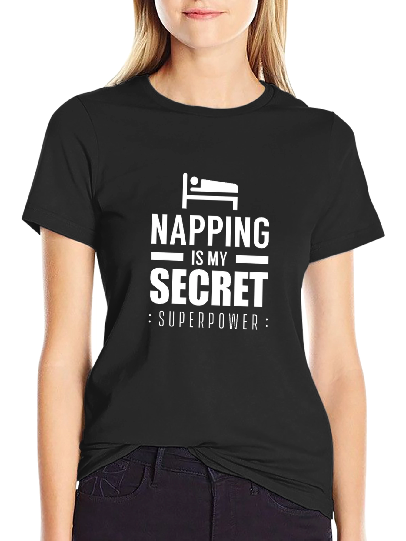 Napping Secret Superpower Black T-Shirt
