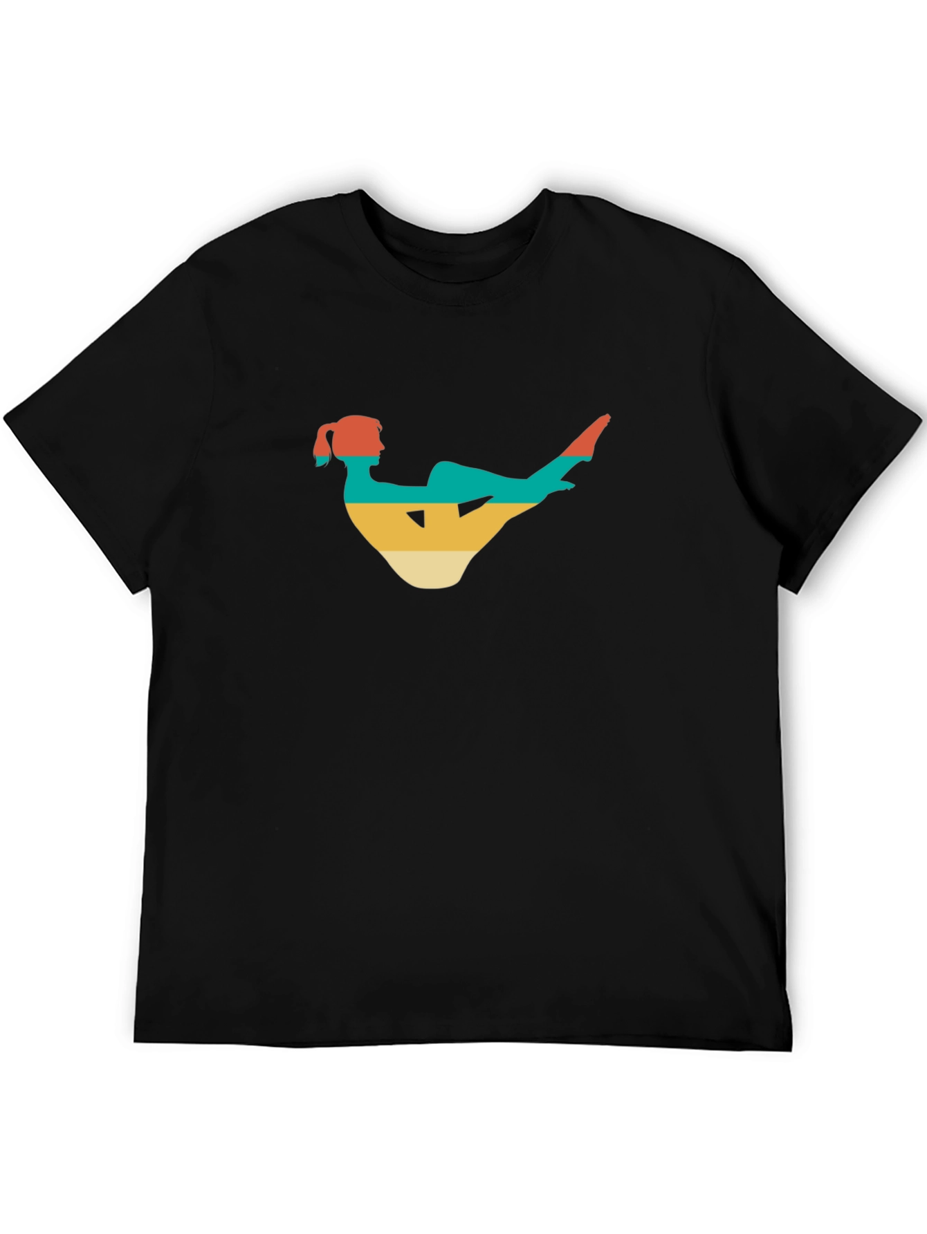 Retro Yoga Pose Black T-Shirt
