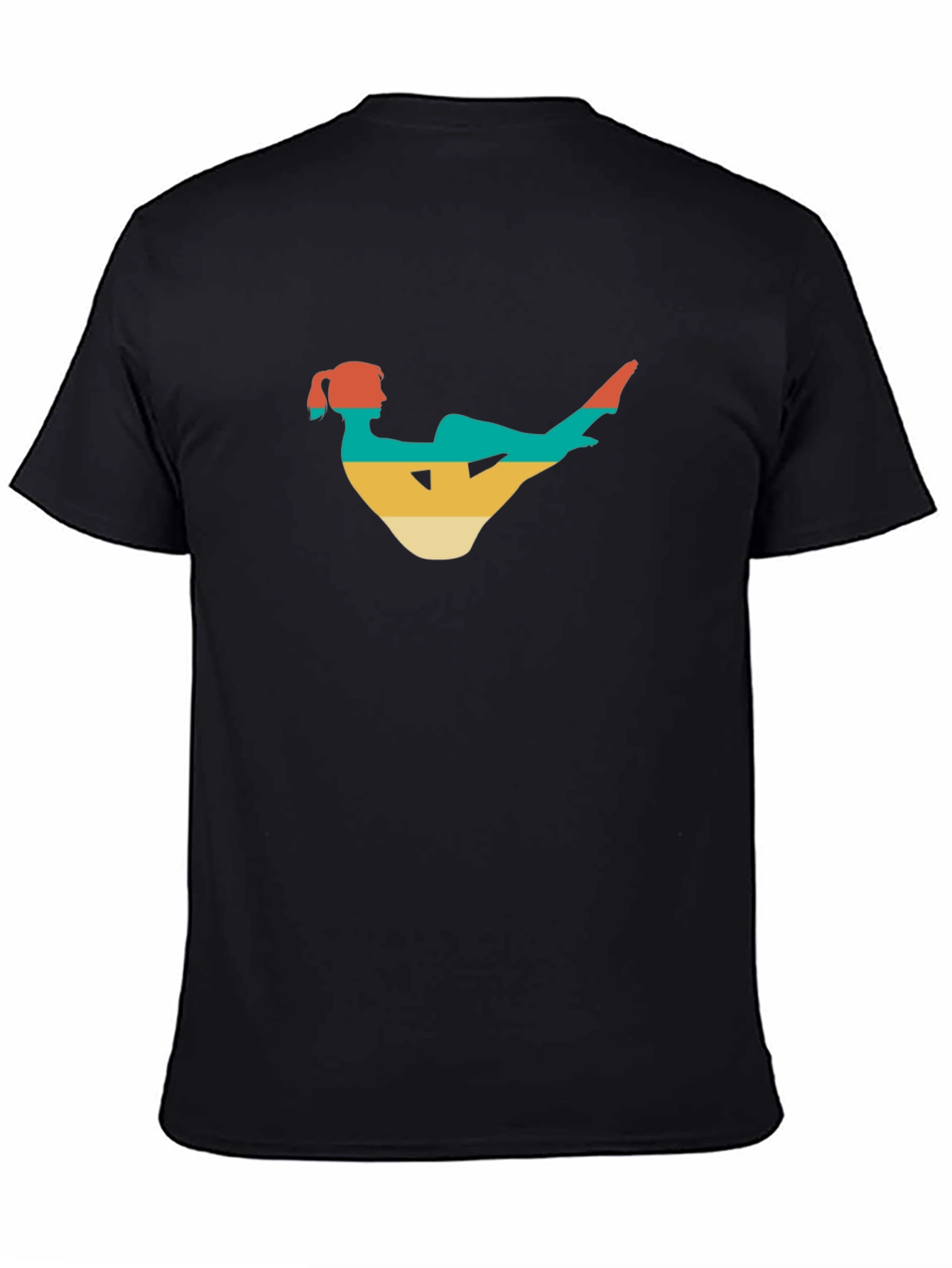 Retro Yoga Pose Black T-Shirt