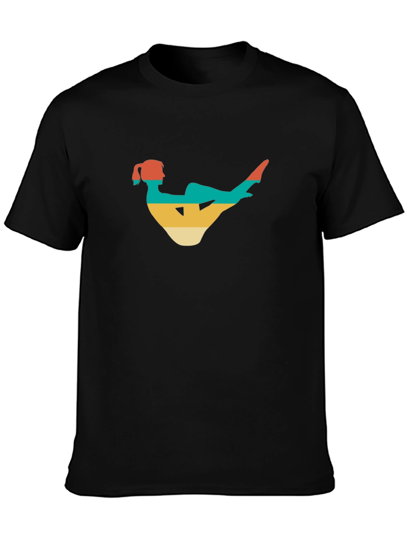 Retro Yoga Pose Black T-Shirt