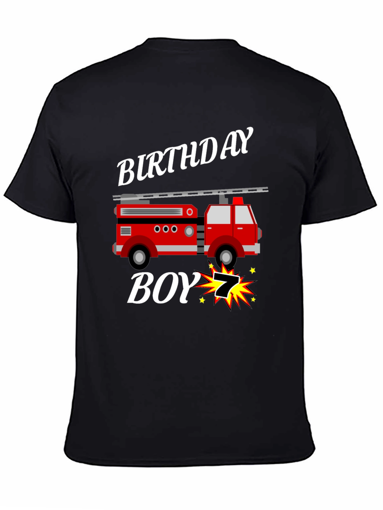 Firetruck Birthday Boy T-Shirt - 7 Years Old