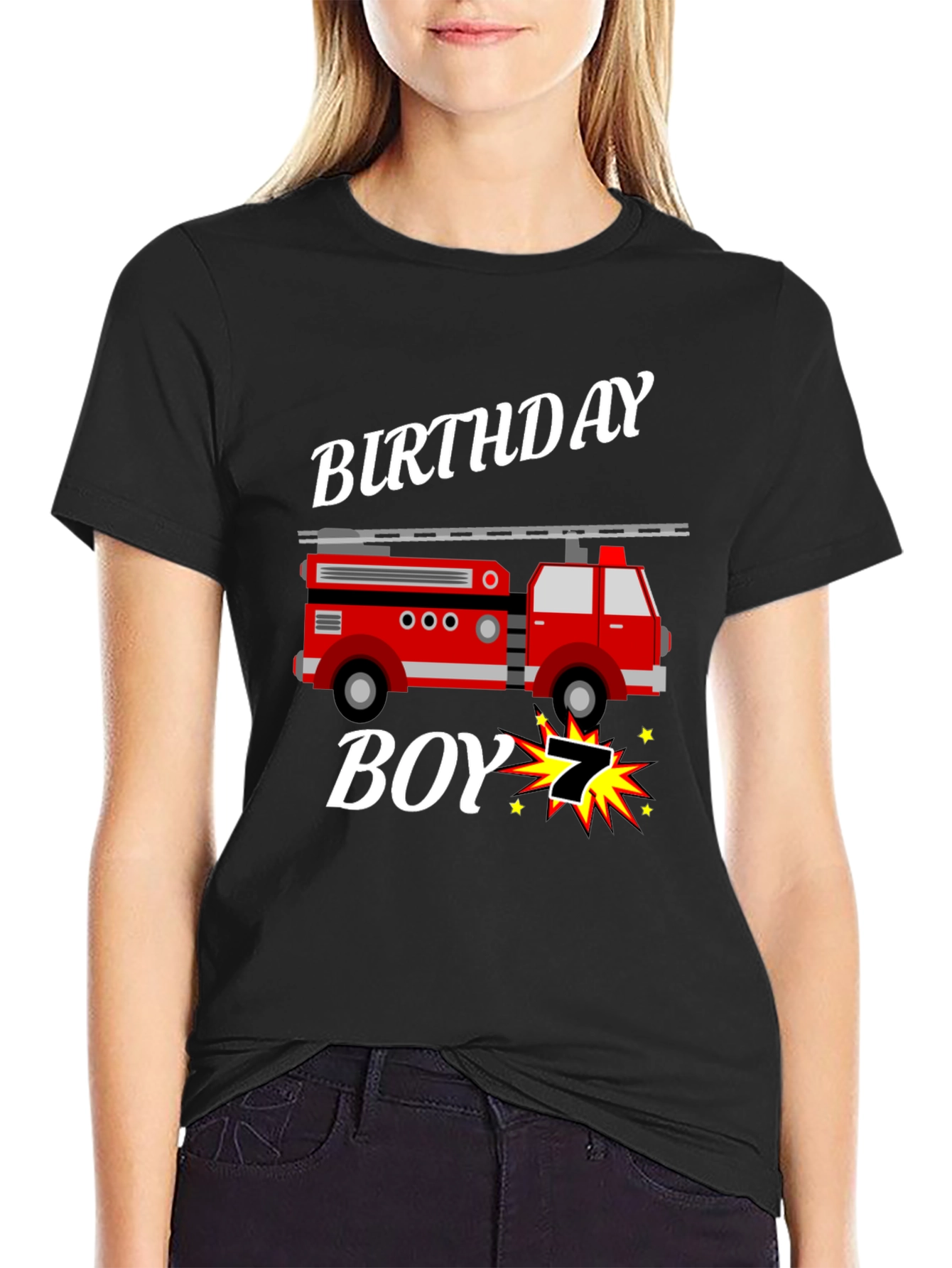 Firetruck Birthday Boy T-Shirt - 7 Years Old
