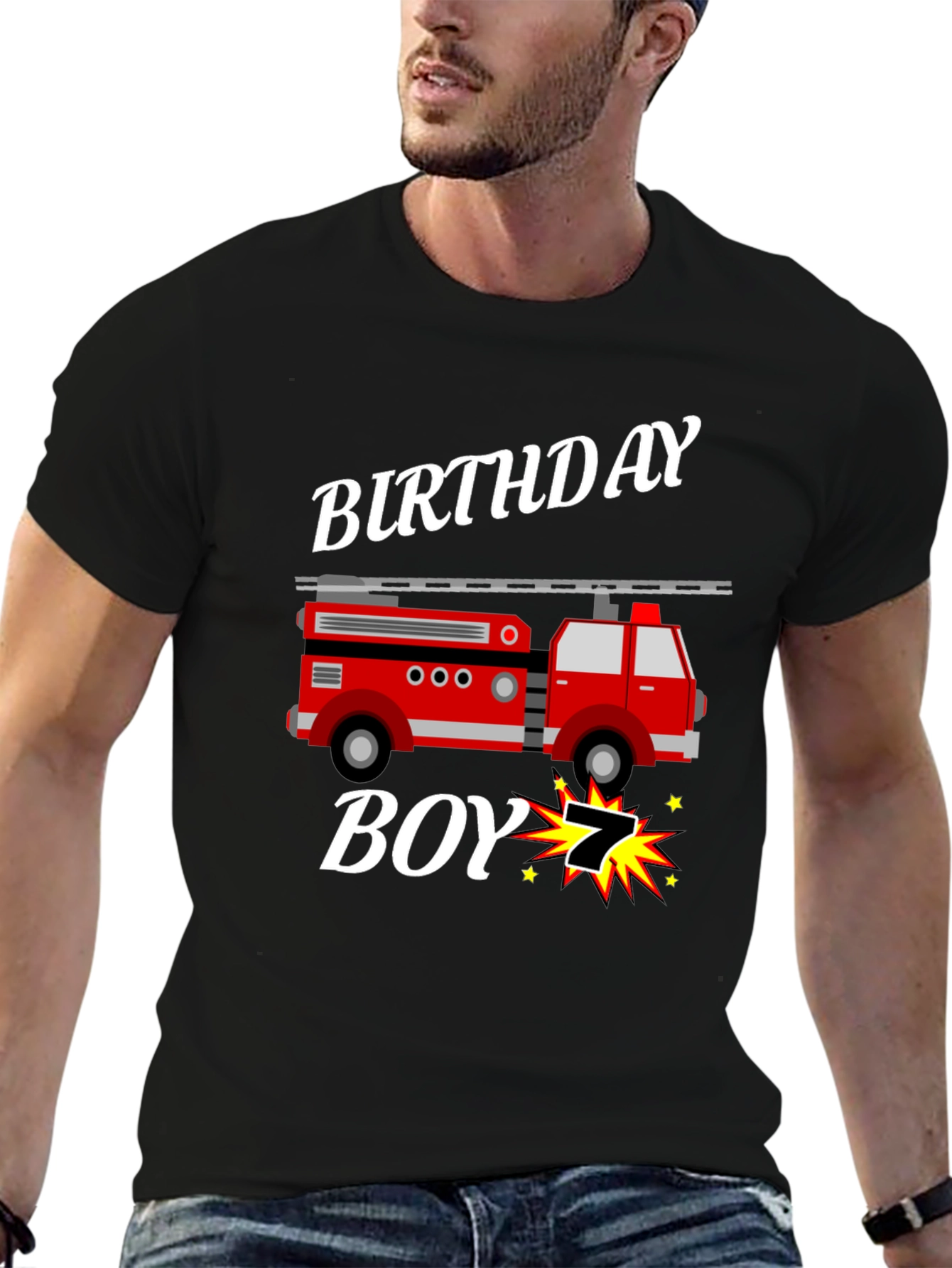 Firetruck Birthday Boy T-Shirt - 7 Years Old