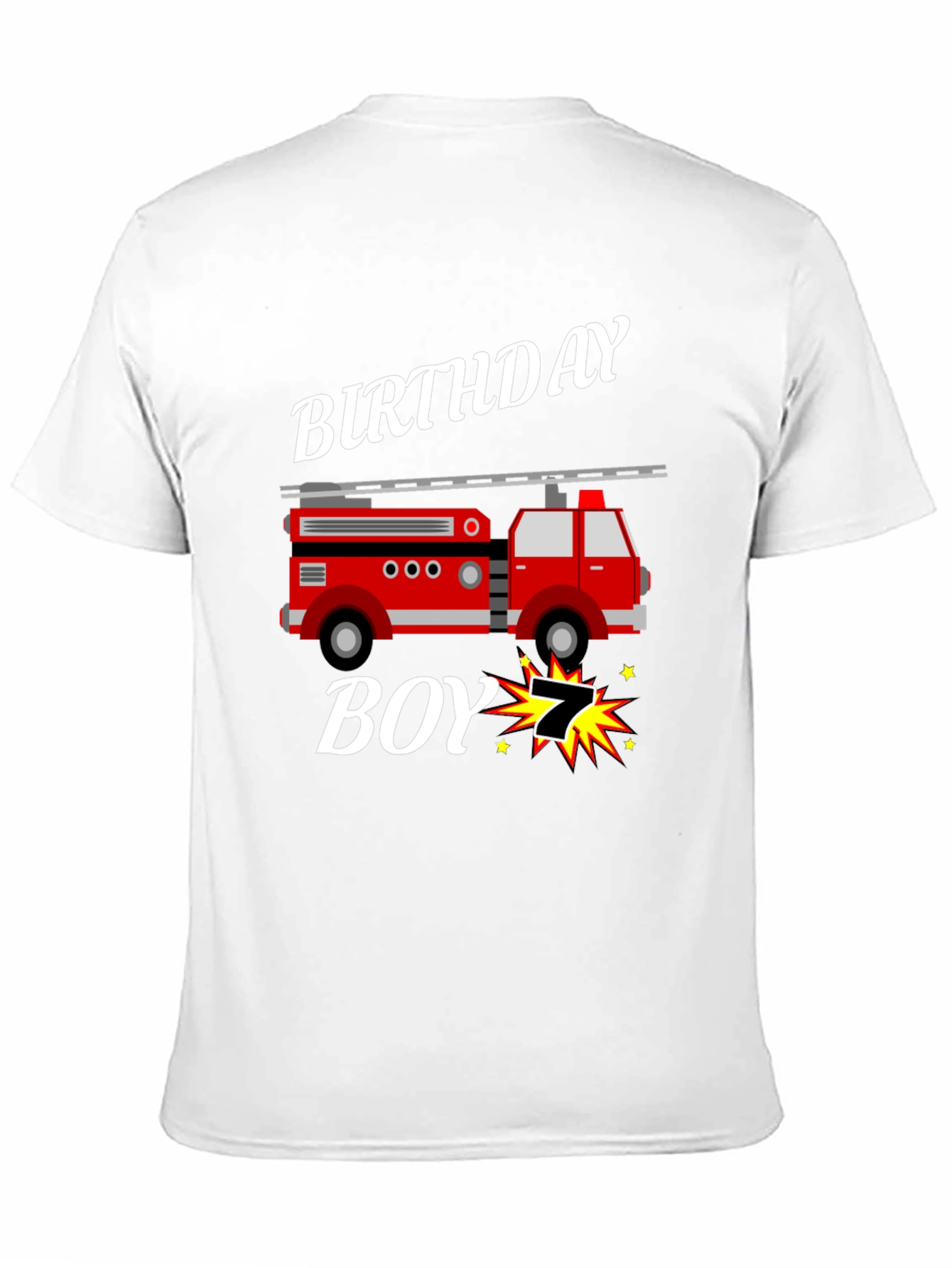 Firetruck Birthday Boy T-Shirt - 7 Years Old