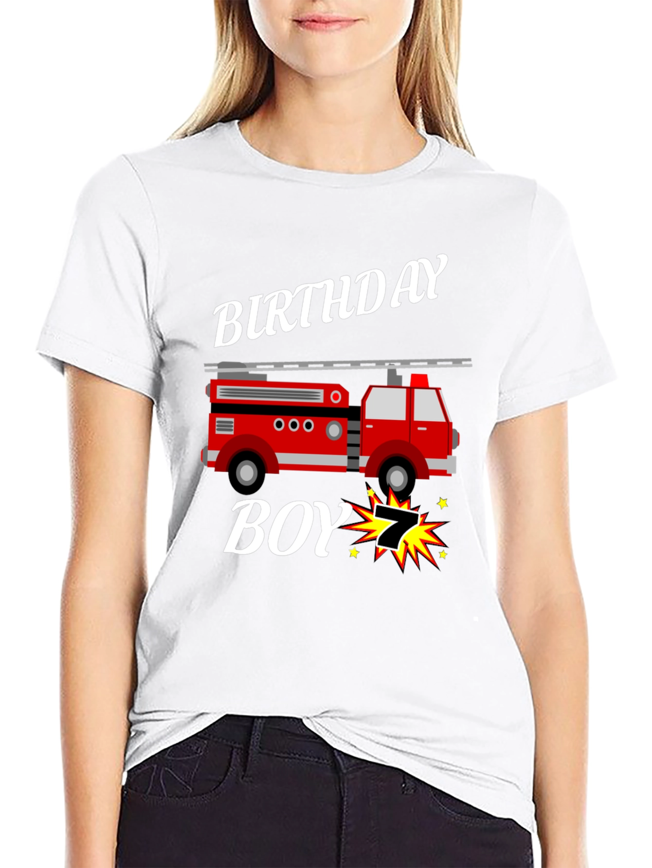 Firetruck Birthday Boy T-Shirt - 7 Years Old