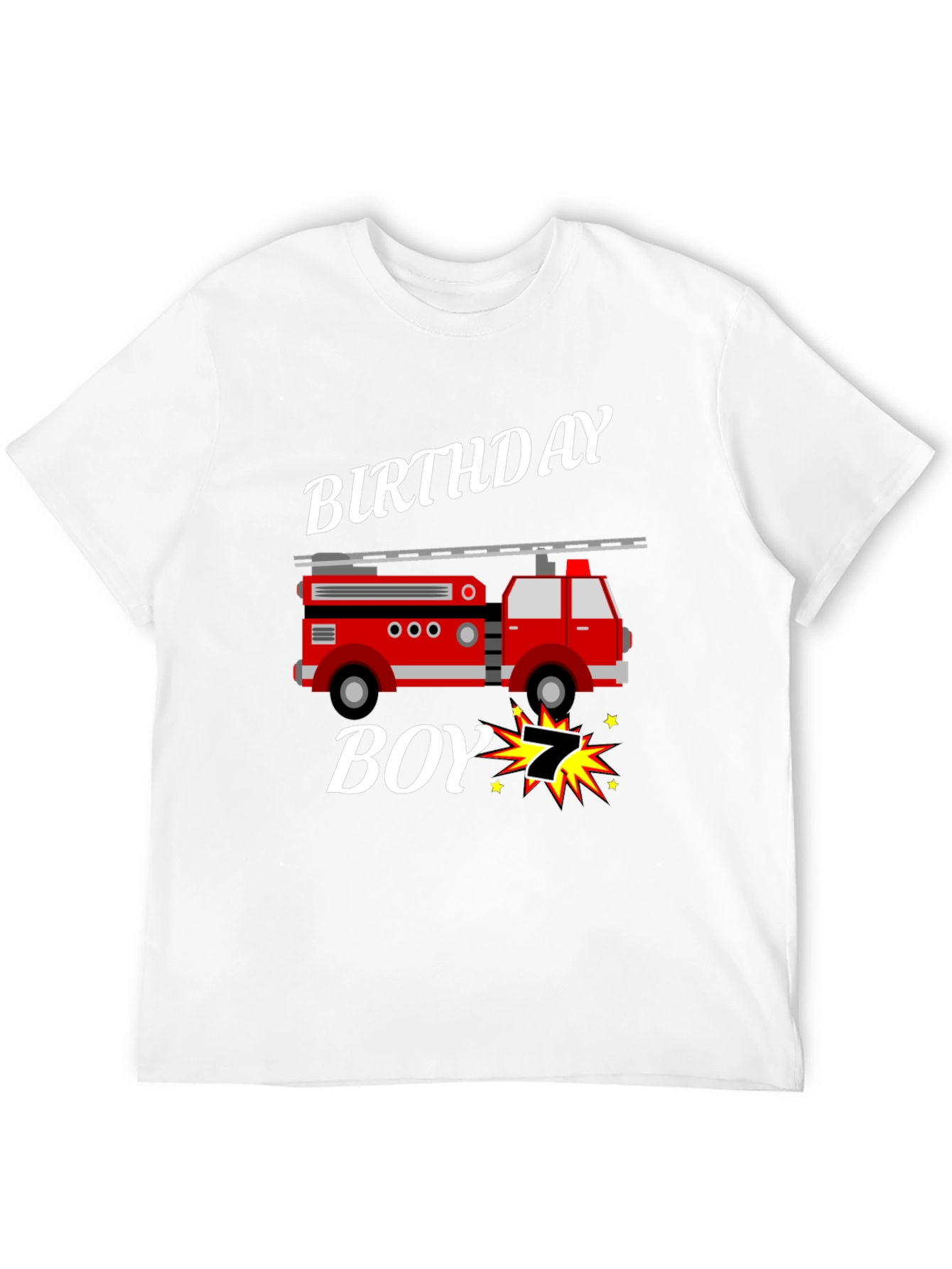Firetruck Birthday Boy T-Shirt - 7 Years Old