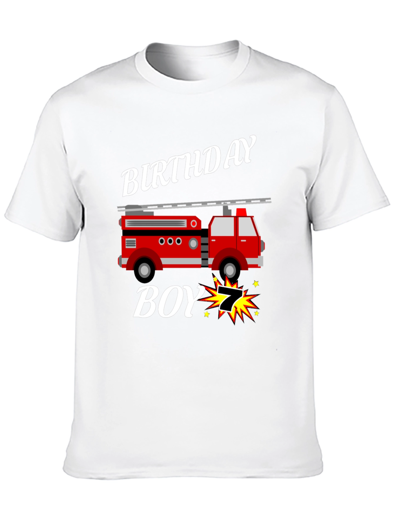 Firetruck Birthday Boy T-Shirt - 7 Years Old