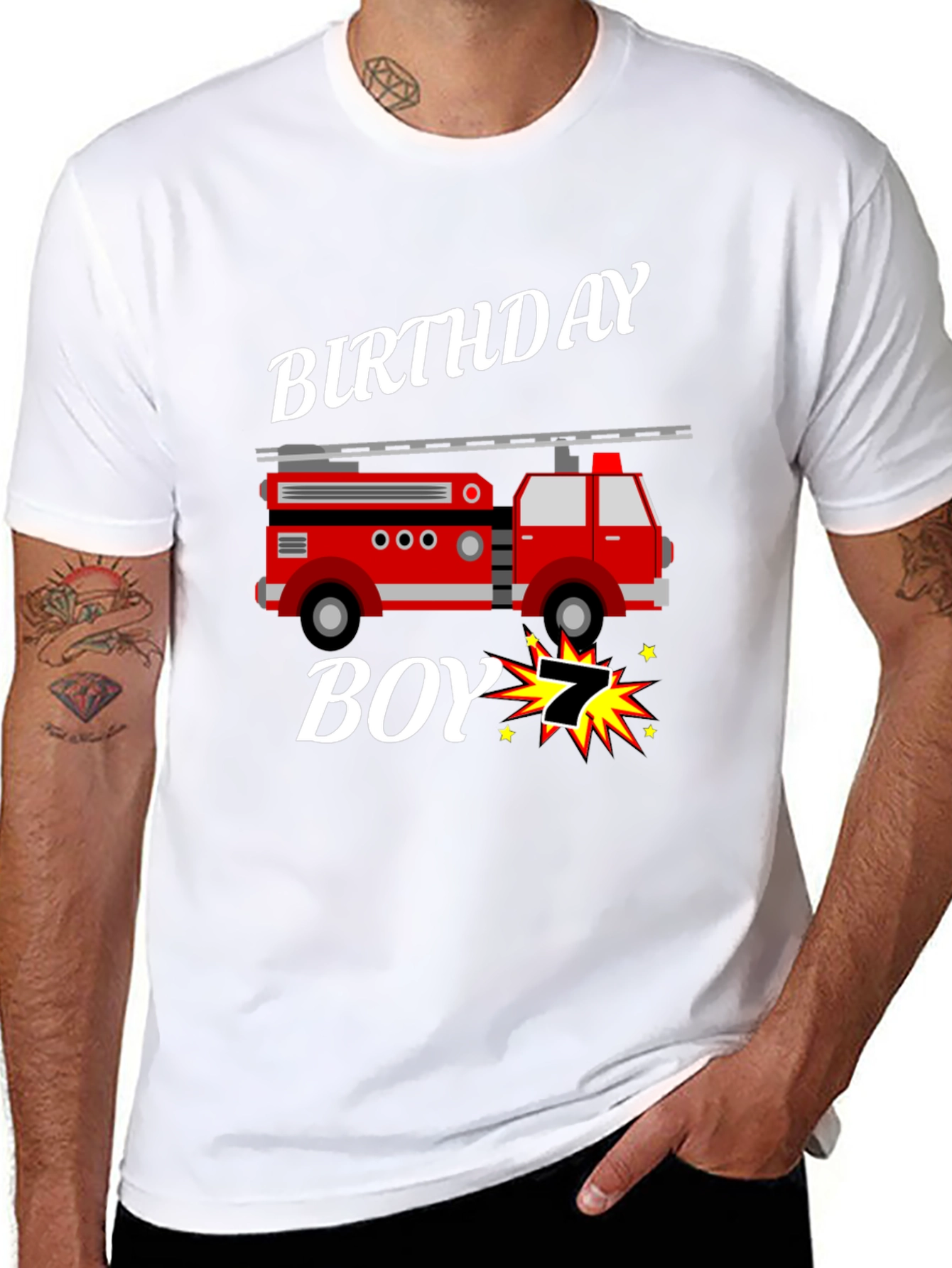 Firetruck Birthday Boy T-Shirt - 7 Years Old