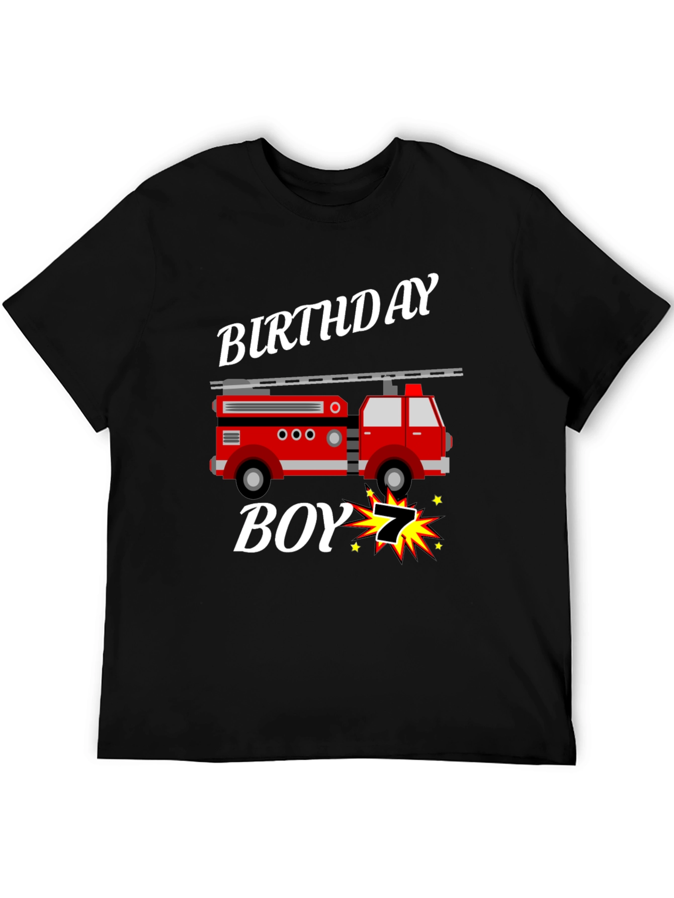 Firetruck Birthday Boy T-Shirt - 7 Years Old