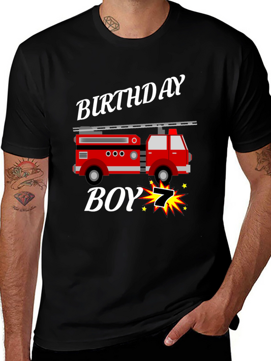 Firetruck Birthday Boy T-Shirt - 7 Years Old