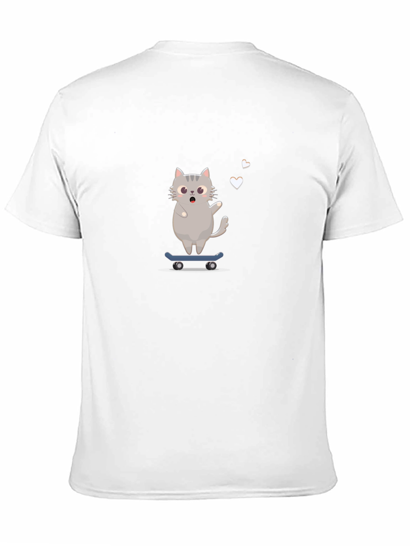 Skateboarding Cat Graphic Tee - Black T-Shirt