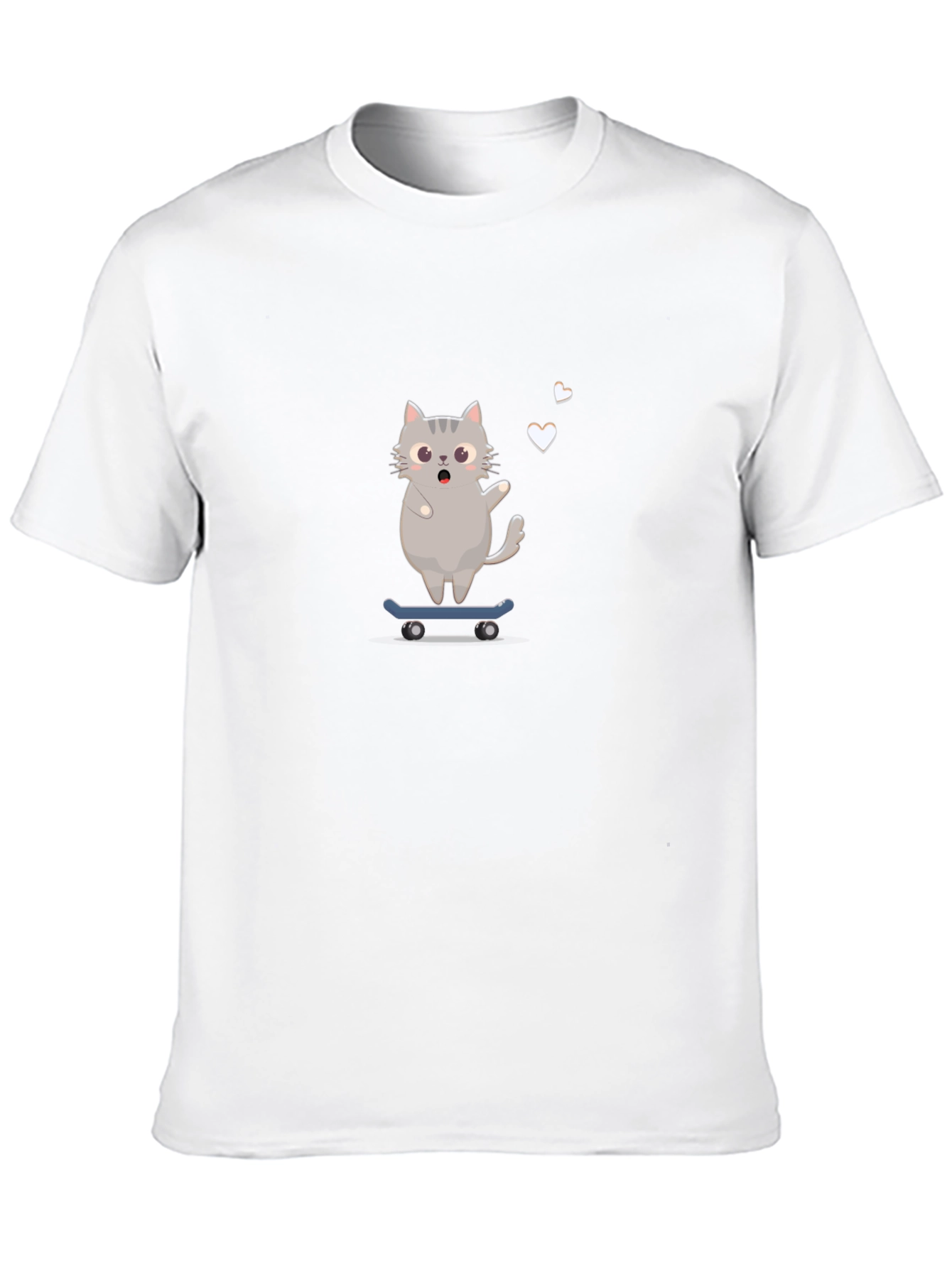 Skateboarding Cat Graphic Tee - Black T-Shirt