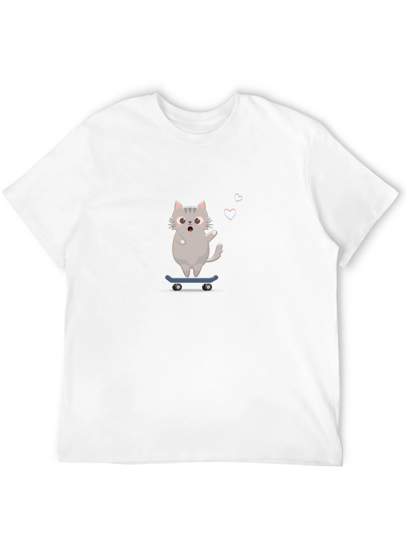 Skateboarding Cat Graphic Tee - Black T-Shirt