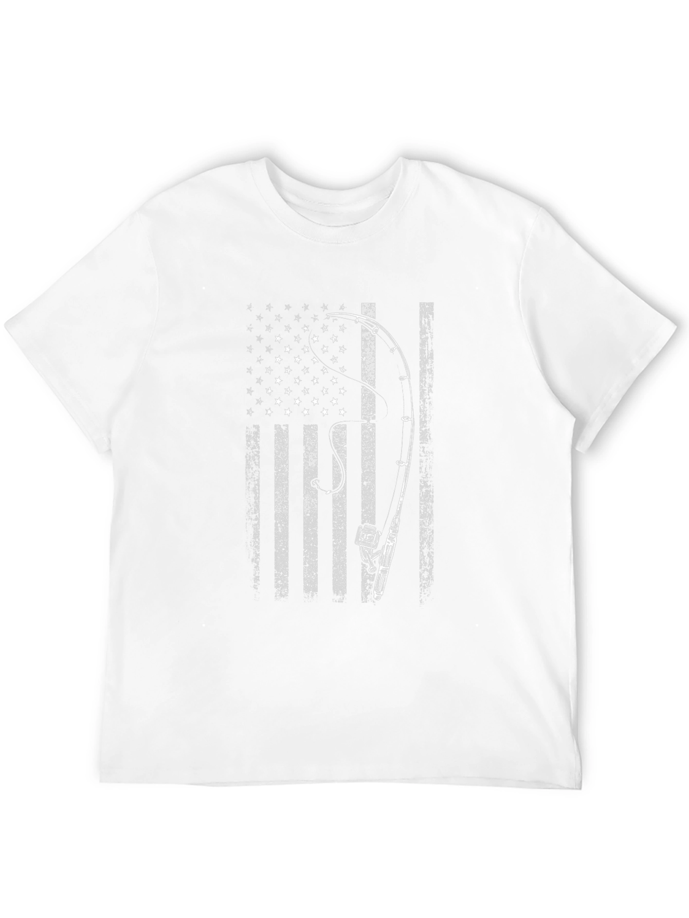 American Flag Fishing Rod T-Shirt - Patriotic Angler Tee