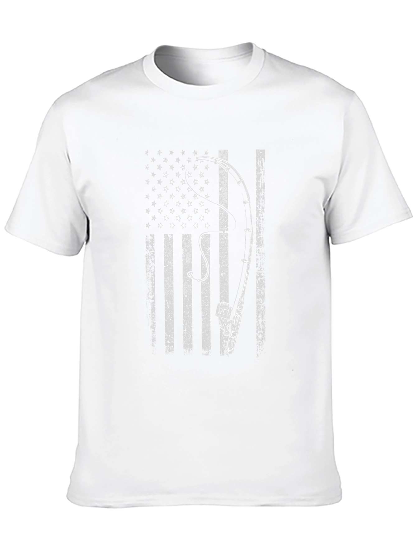 American Flag Fishing Rod T-Shirt - Patriotic Angler Tee
