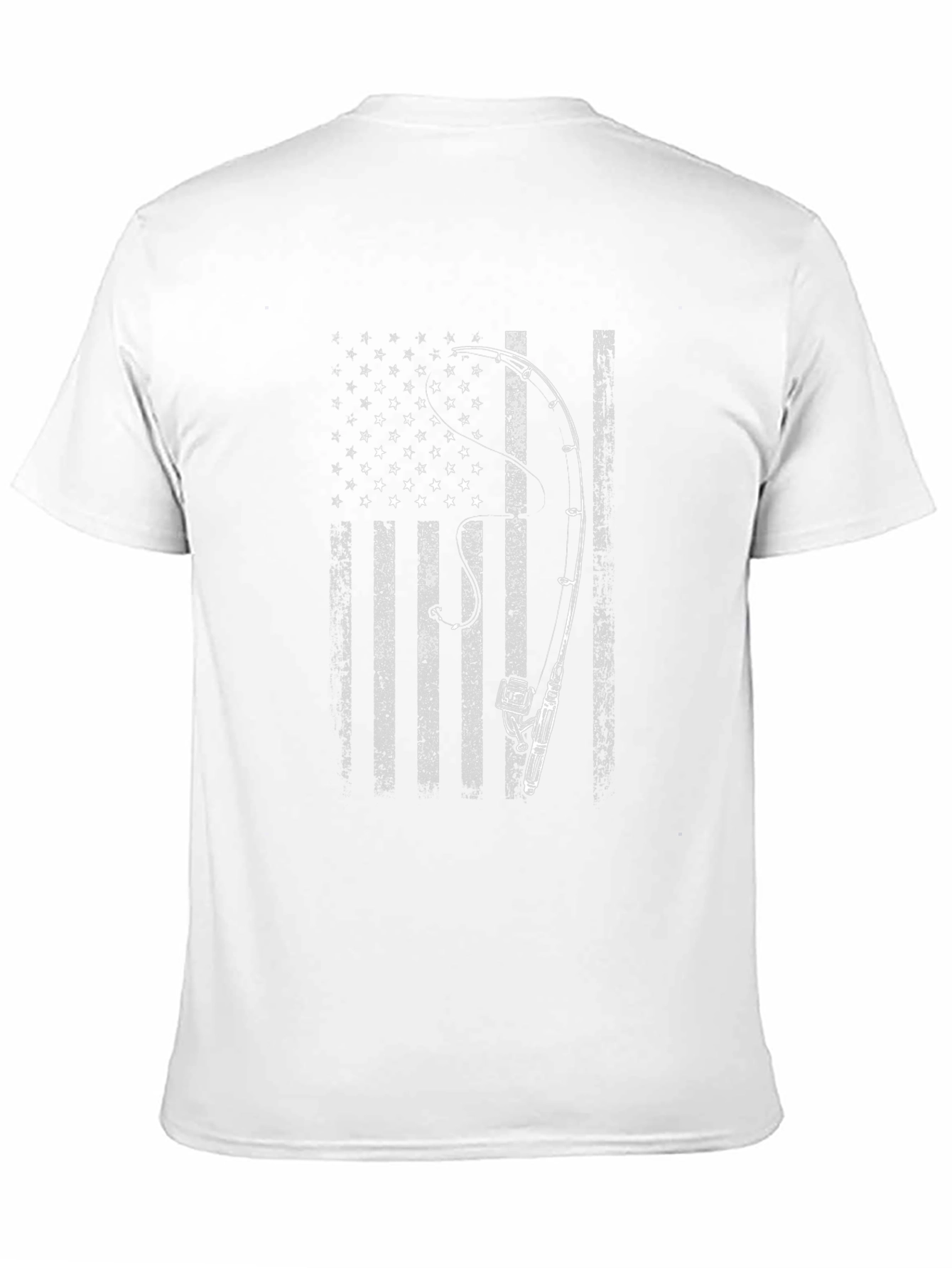 American Flag Fishing Rod T-Shirt - Patriotic Angler Tee