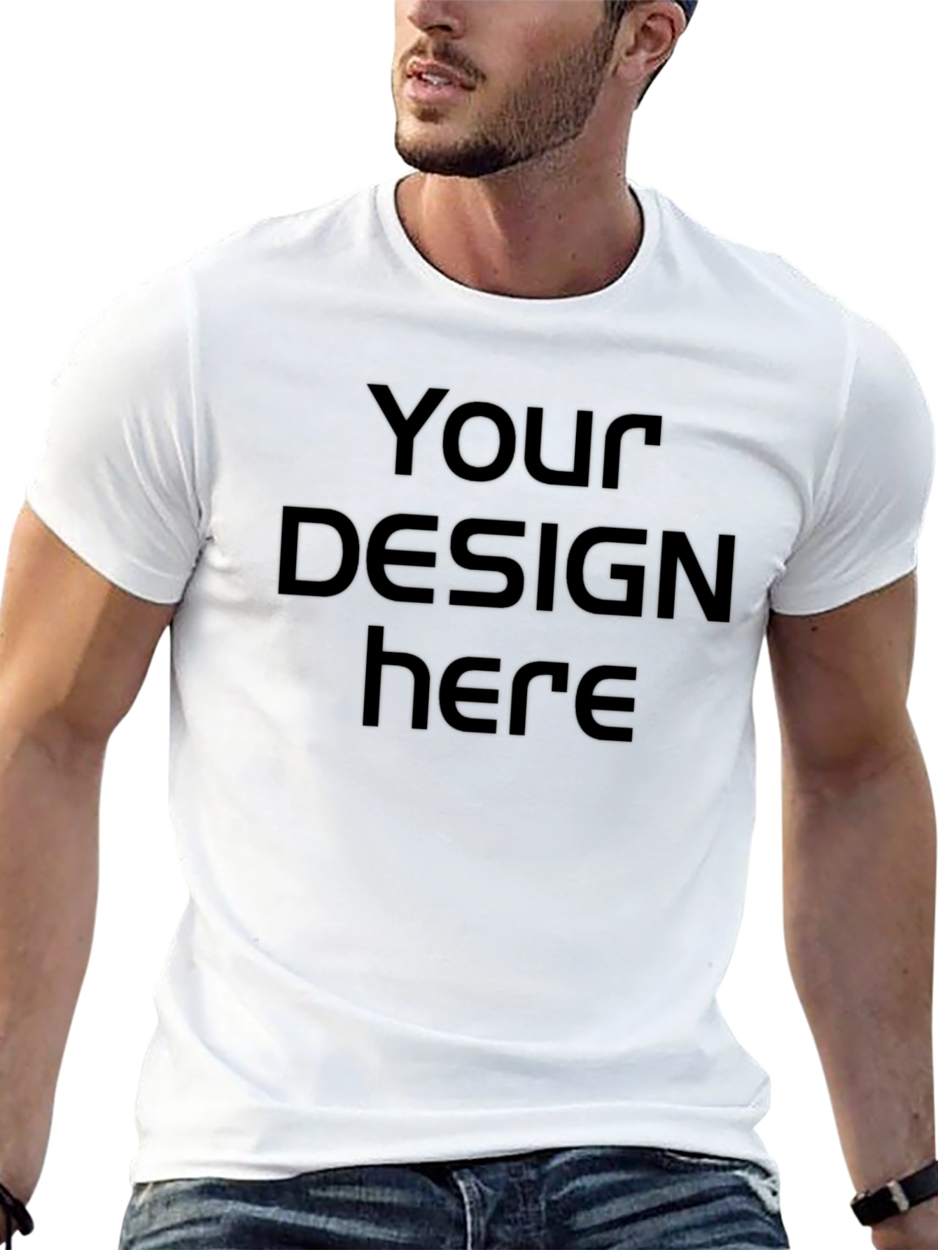 Customizable Black Crew Neck T-Shirt