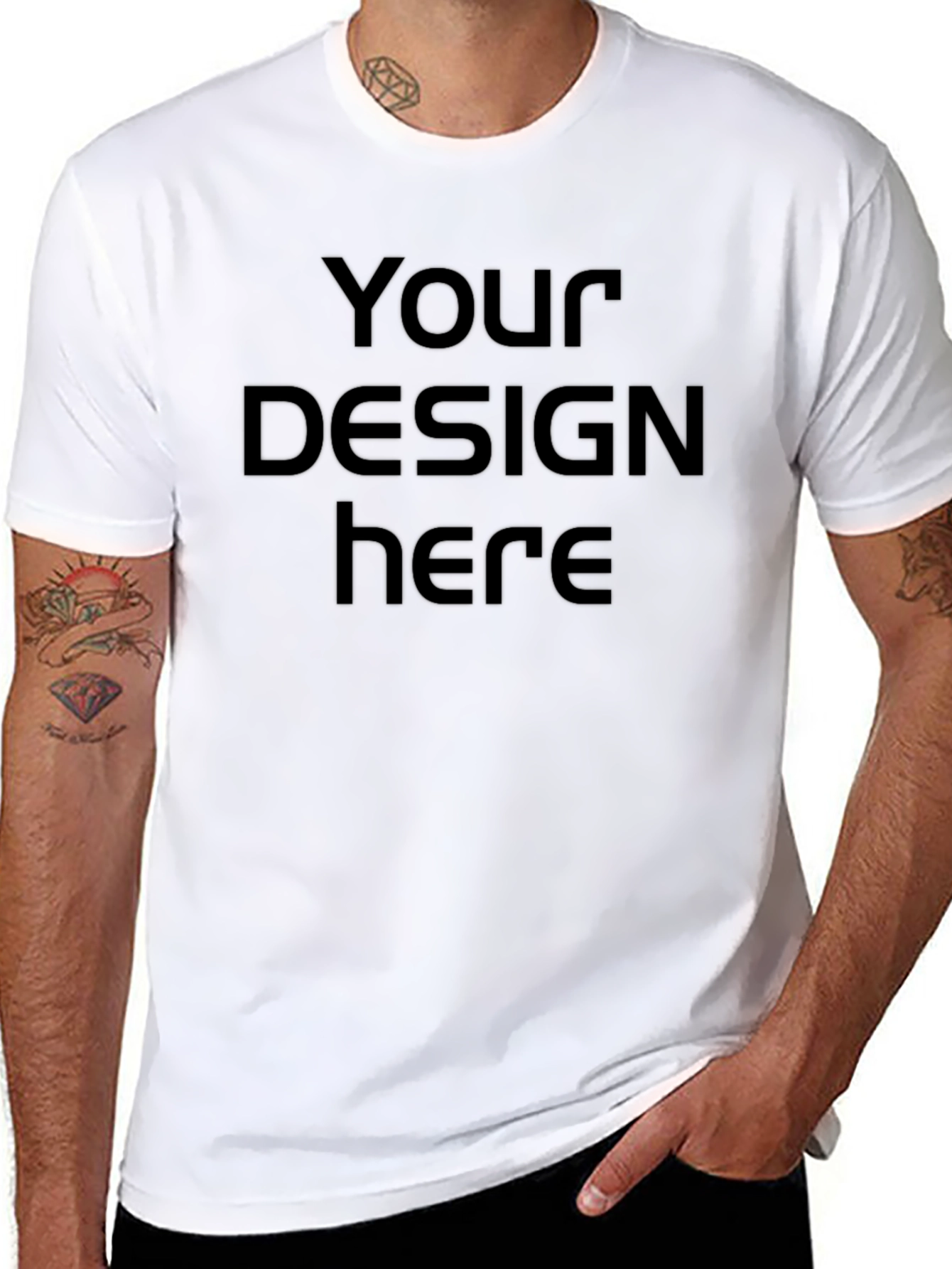 Customizable Black Crew Neck T-Shirt