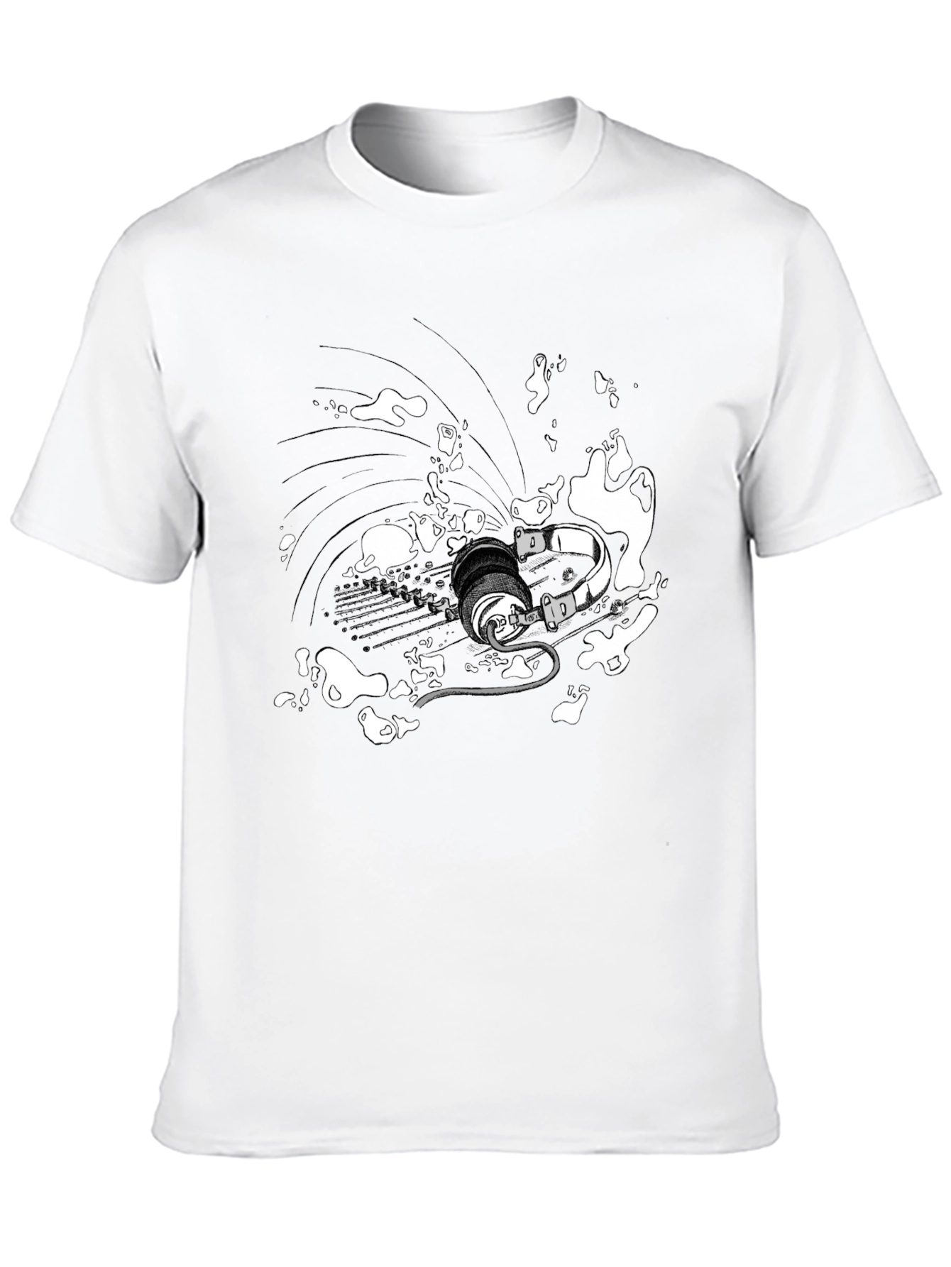 Abstract Headphones Graphic Tee - Black Cotton Blend