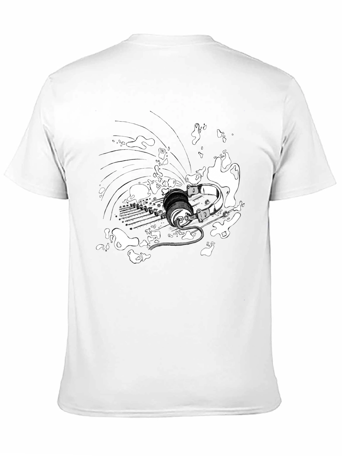 Abstract Headphones Graphic Tee - Black Cotton Blend