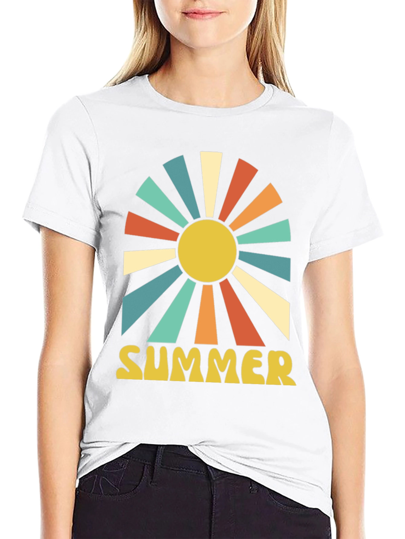 Retro Summer Graphic Tee - Sunburst Design