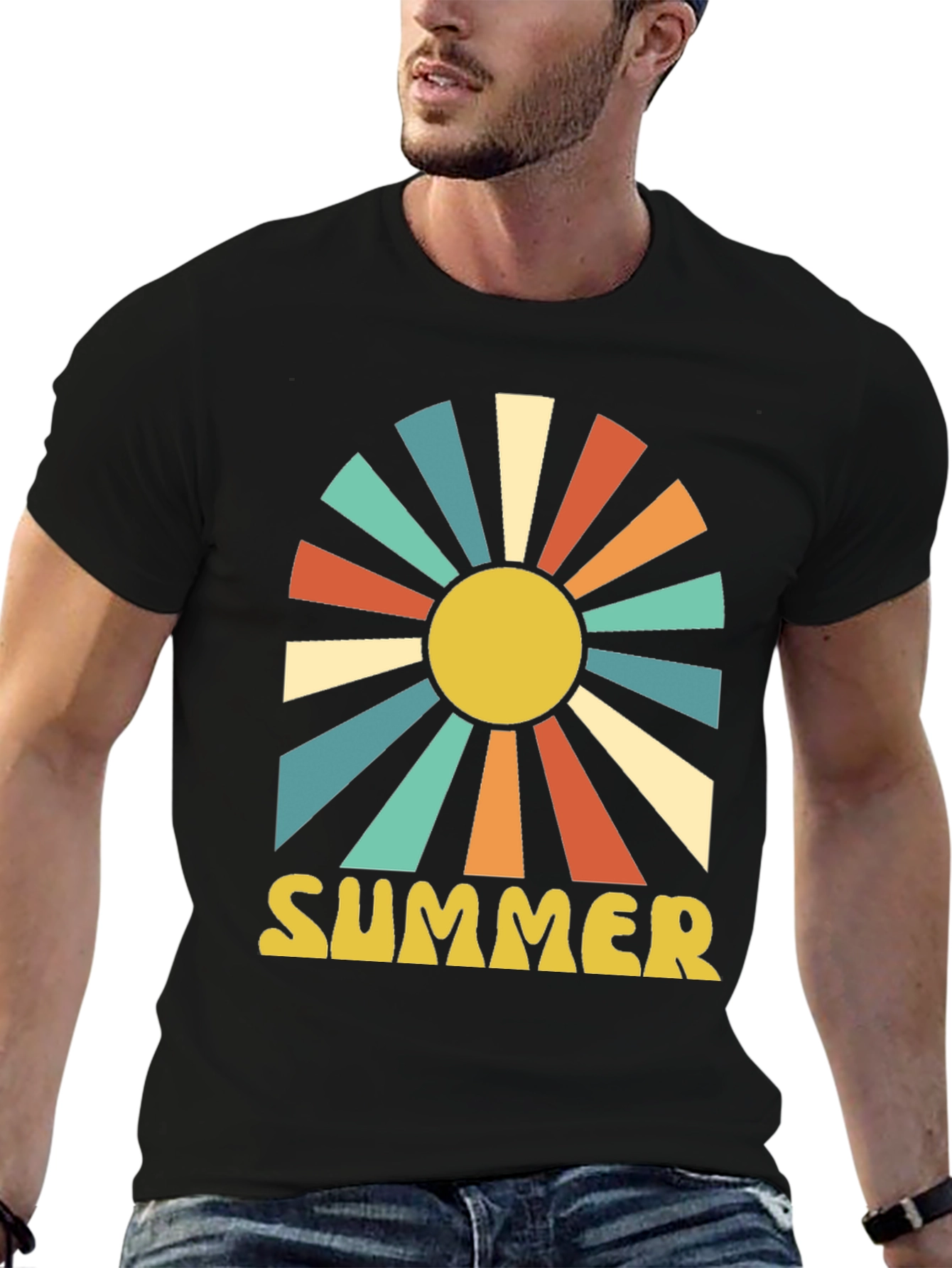 Retro Summer Graphic Tee - Sunburst Design