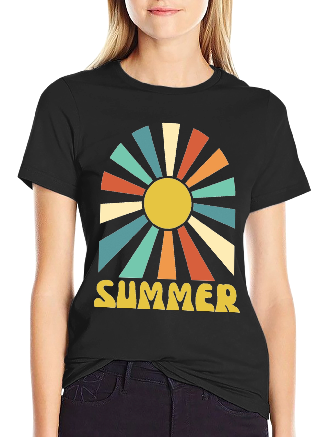 Retro Summer Graphic Tee - Sunburst Design