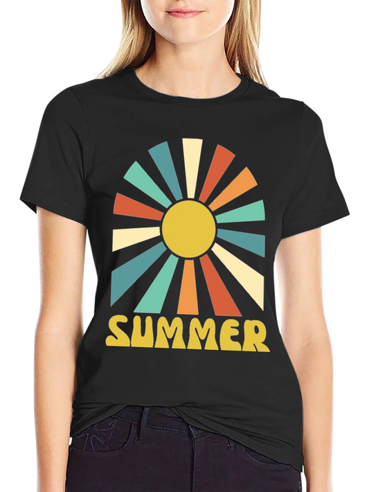 Retro Summer Graphic Tee - Sunburst Design