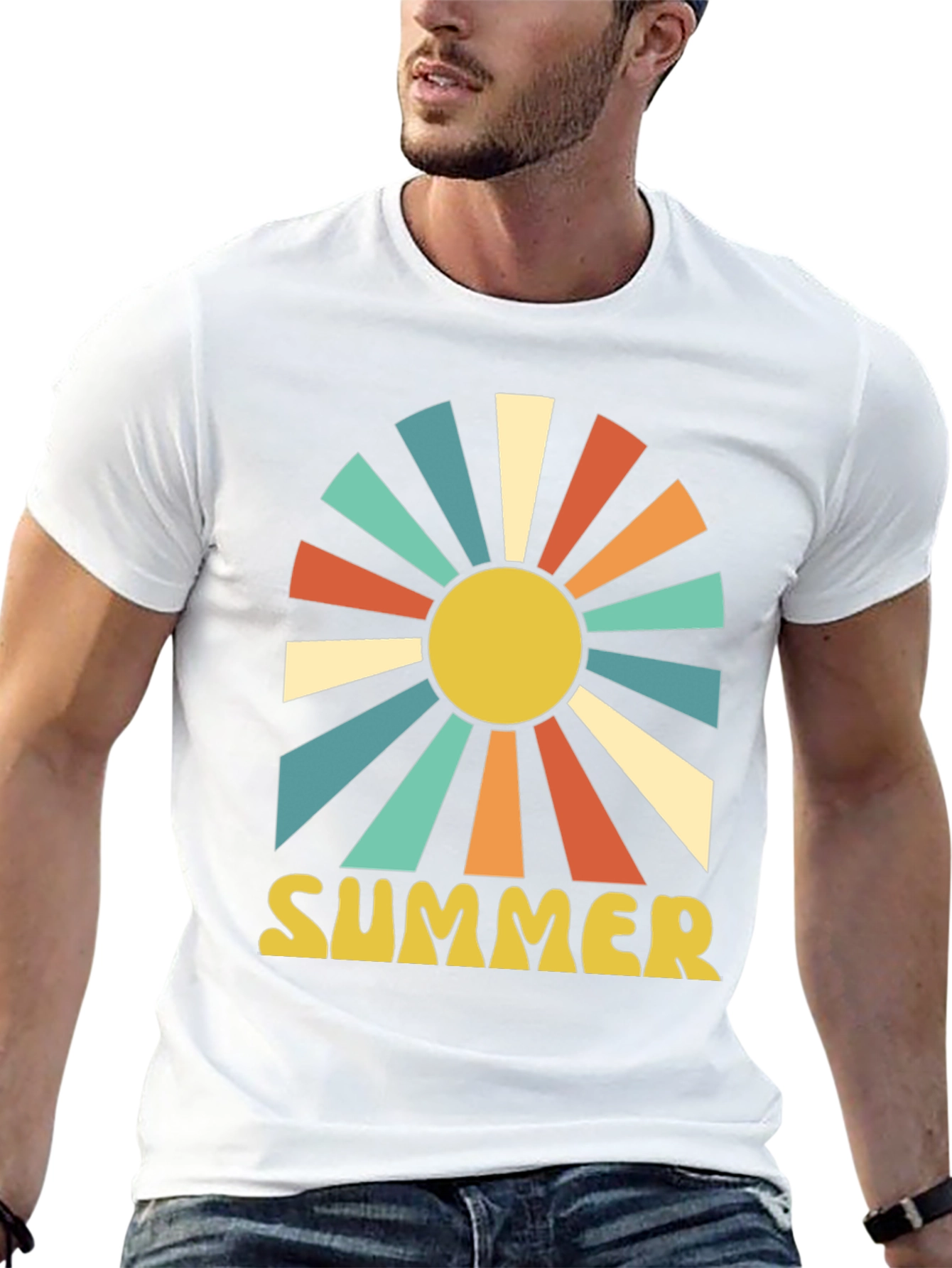 Retro Summer Graphic Tee - Sunburst Design