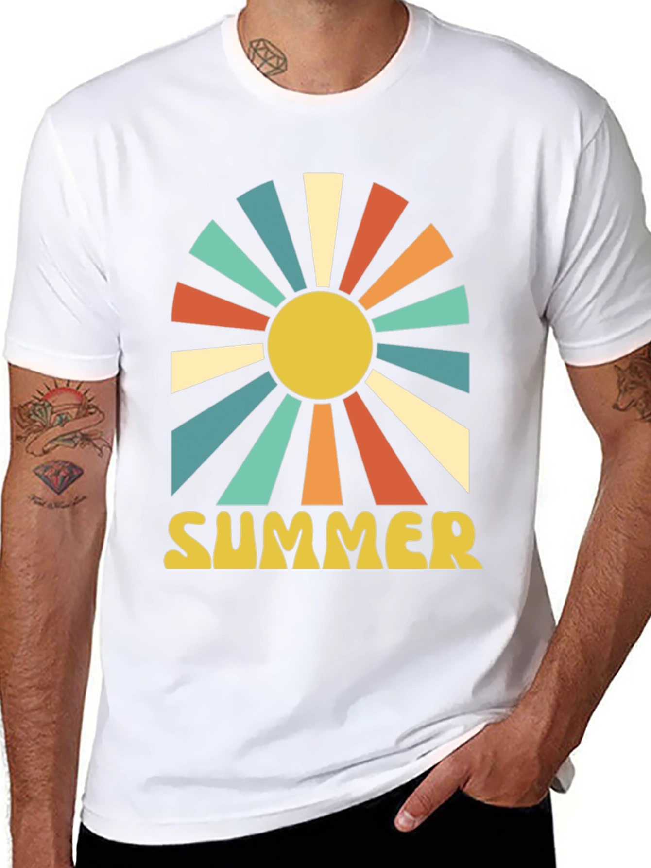 Retro Summer Graphic Tee - Sunburst Design