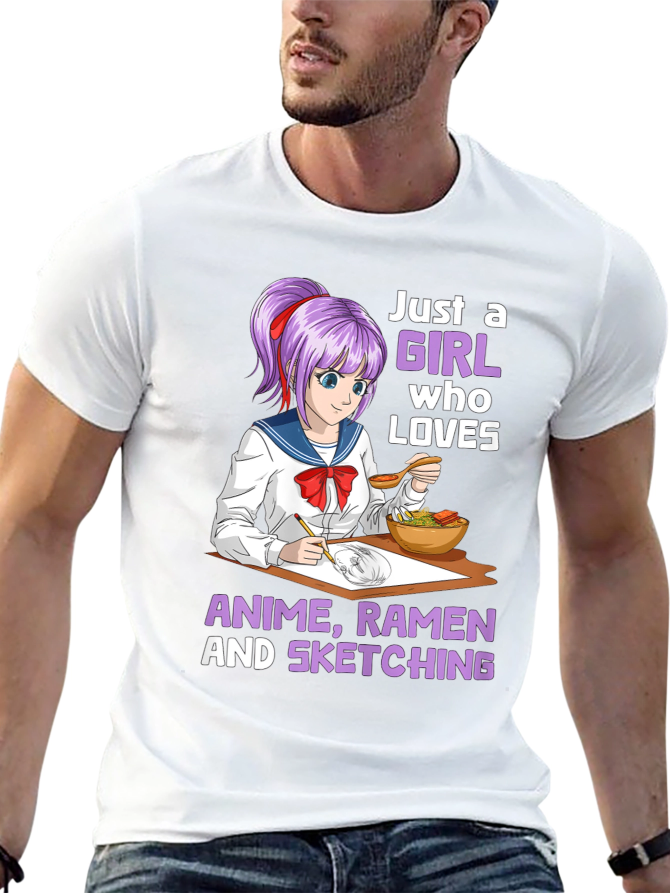 Anime Ramen Sketching Girl T-Shirt