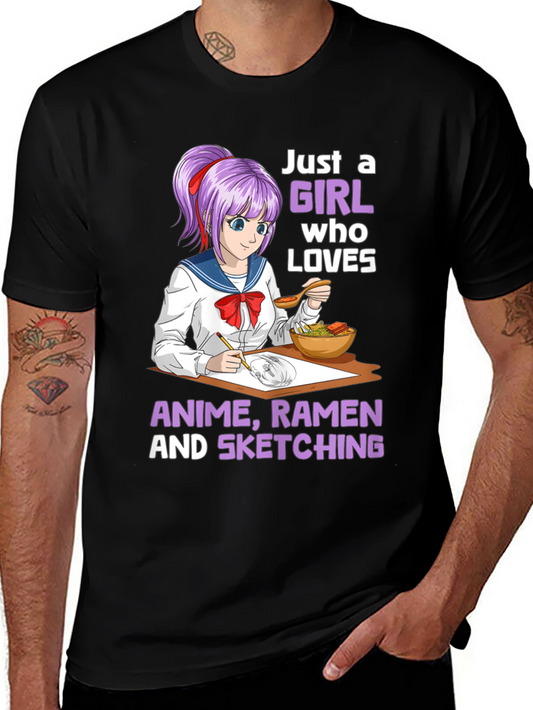 Anime Ramen Sketching Girl T-Shirt