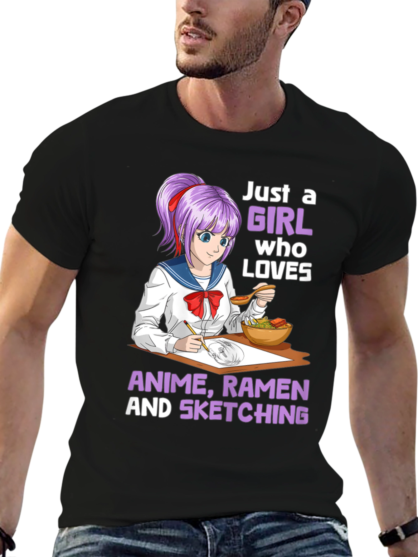 Anime Ramen Sketching Girl T-Shirt