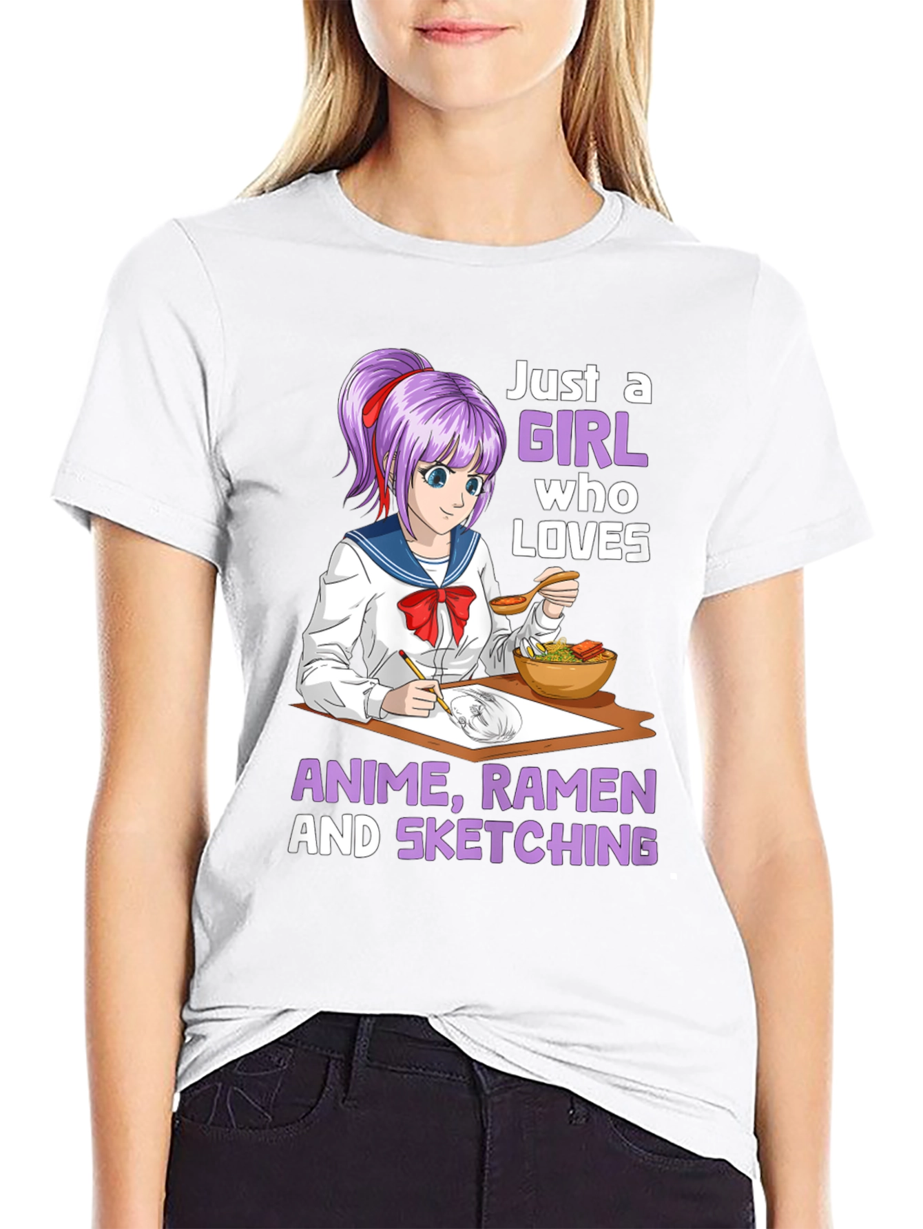 Anime Ramen Sketching Girl T-Shirt