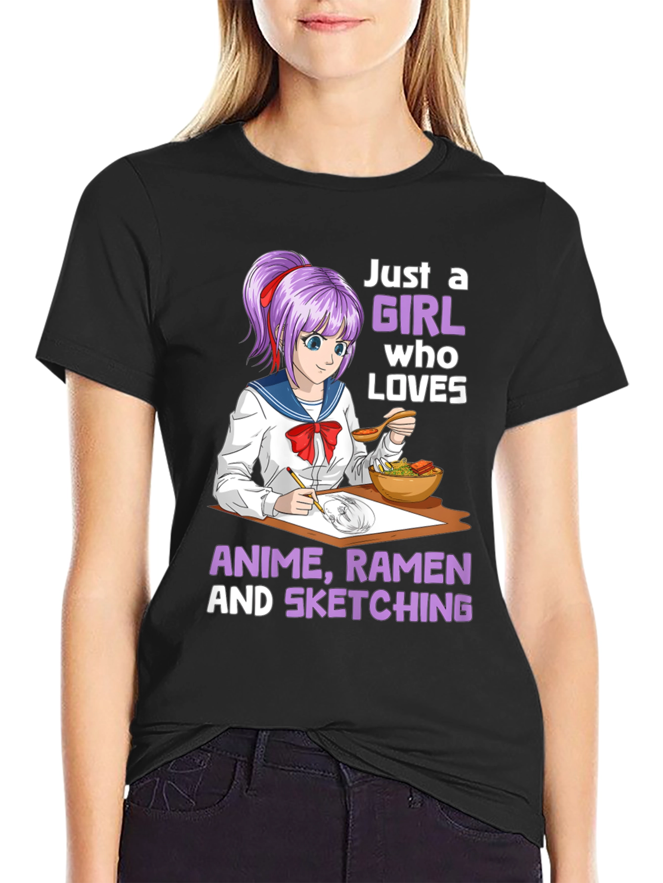 Anime Ramen Sketching Girl T-Shirt