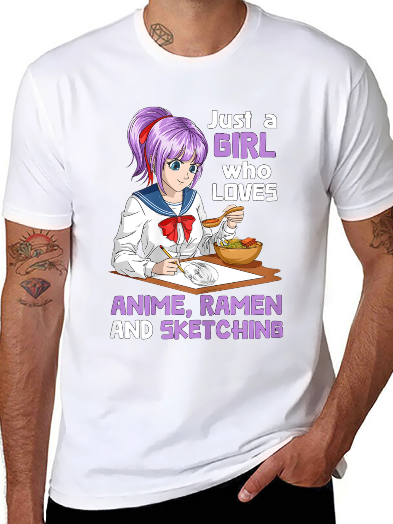 Anime Ramen Sketching Girl T-Shirt