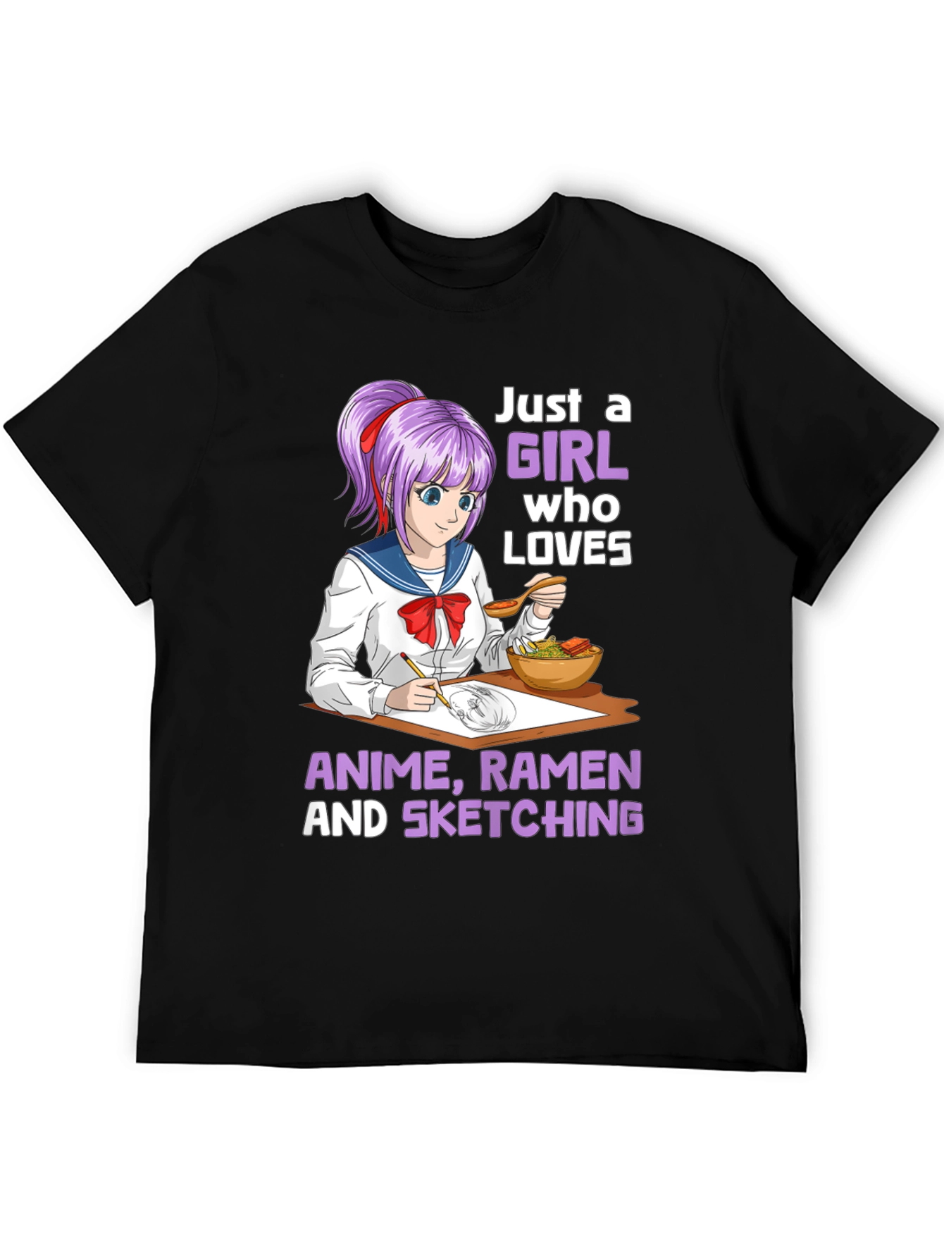 Anime Ramen Sketching Girl T-Shirt