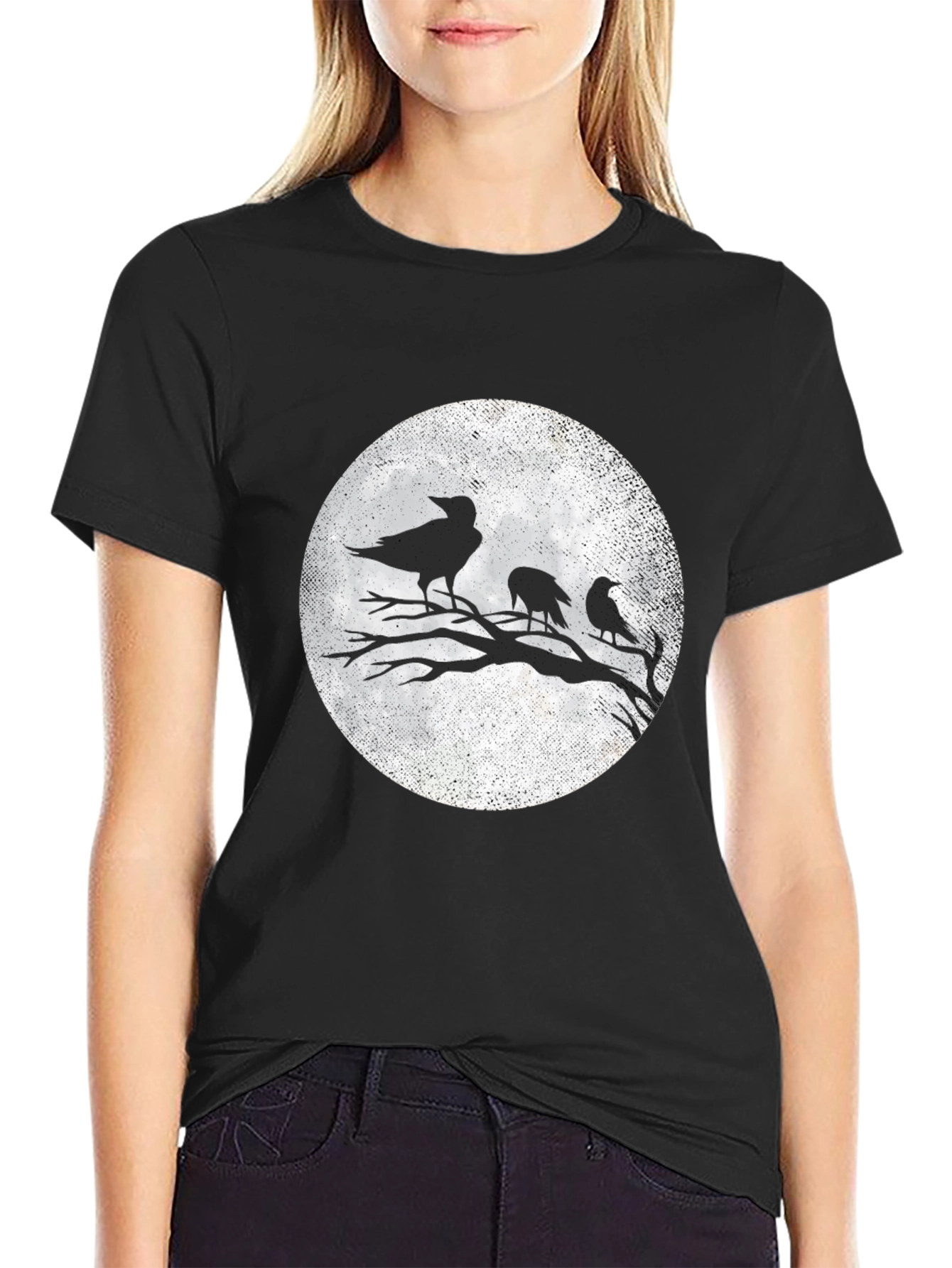 Raven Moon Graphic T-Shirt - Black Crow Tee