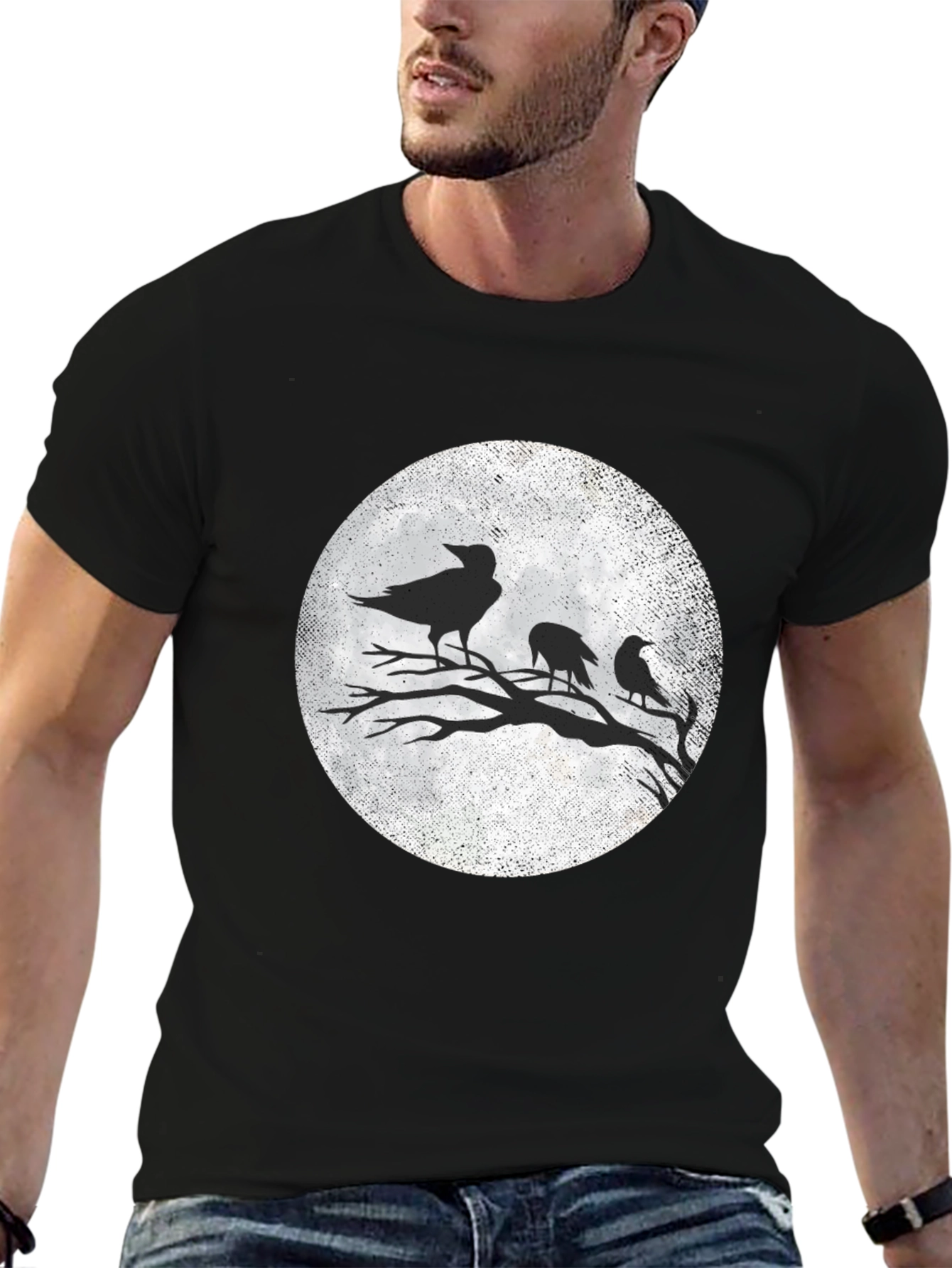 Raven Moon Graphic T-Shirt - Black Crow Tee